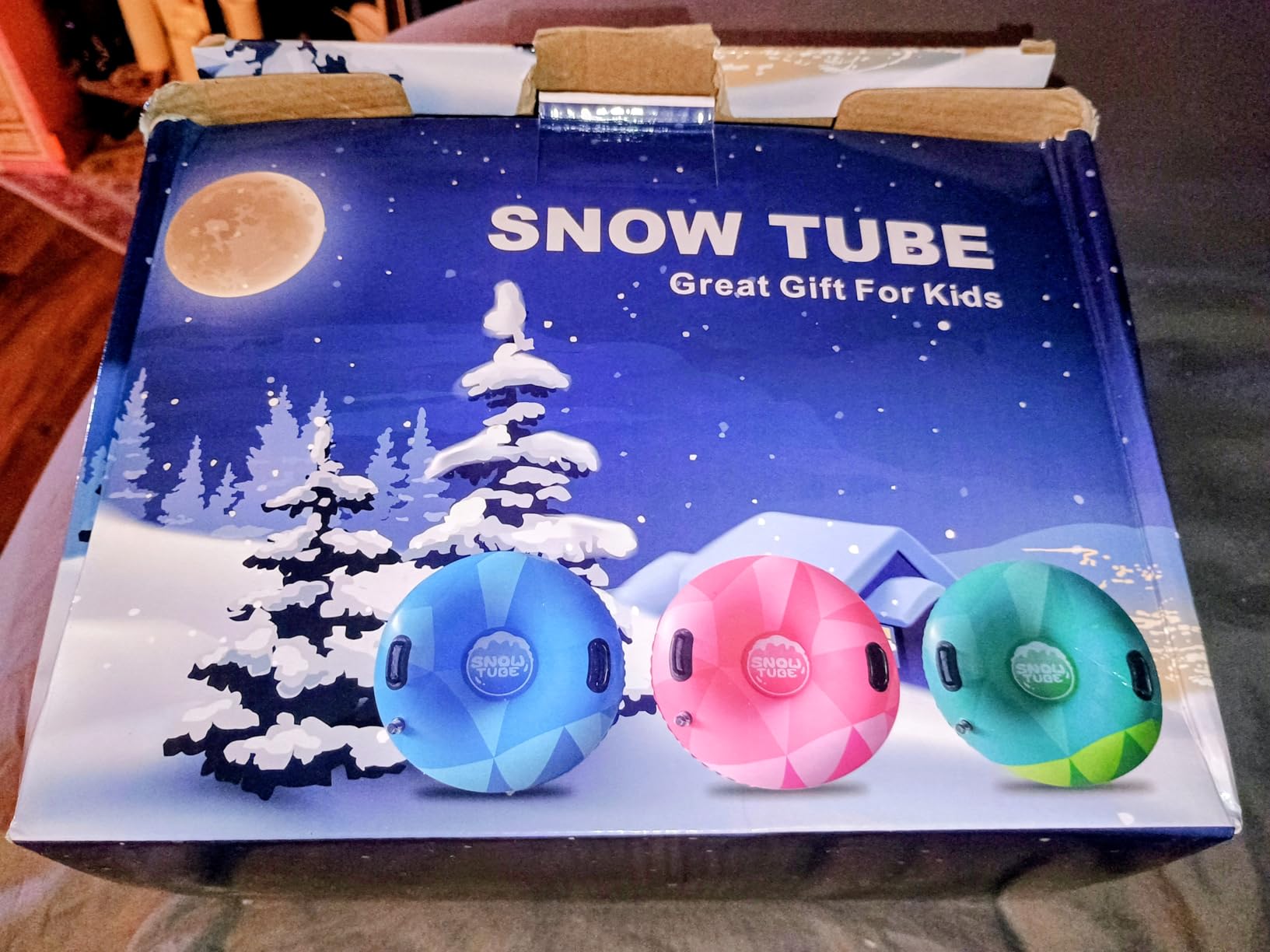 WOLKEK 3Pack Snow Tubes, Snow Sled for Kids and Adults, Cold-Resistant Inflatable Snow Tube, Thickened Heavy Duty Sleds for Winter with Handles, Snow Toys, Snow Sleds for Family Activities Outdoor Fun customer photo 1