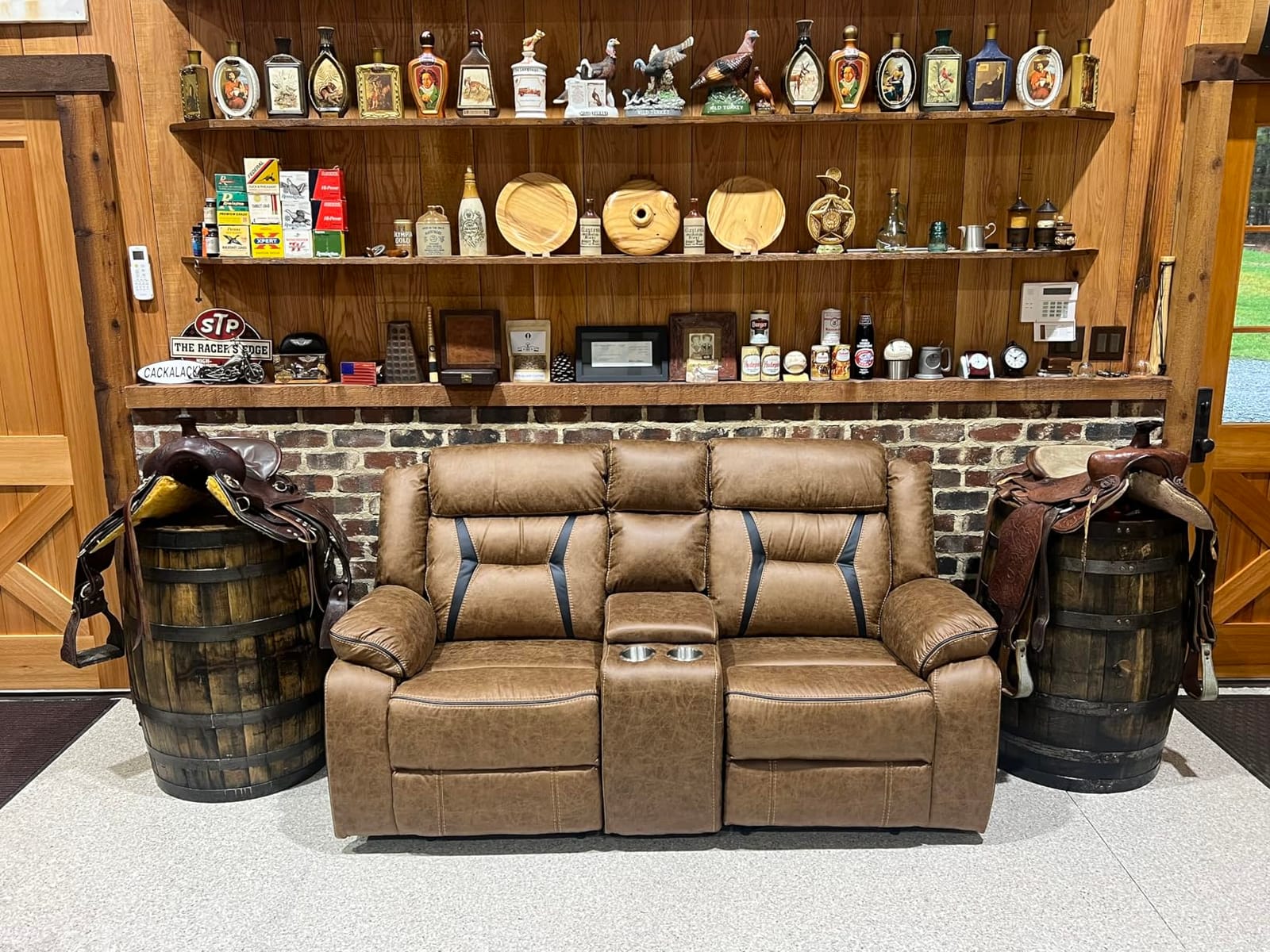 Faux Leather Manual Reclining Sofa, 3 Seat Recliner Sofa Chair, Couch Furniture for Living Room, Furniture, Meeting Room, Brown (3 Seat Sofa) customer photo 1