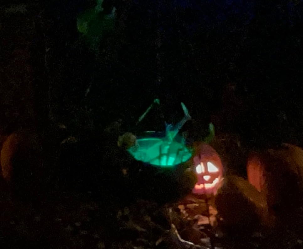 Halloween Decorations Outdoor Witch Cauldron Tripod with Fog Maker & Skull | 52-inch tall display, green light mist effect, large cauldron & skeleton, stable setup for porch yard lawn Halloween scenes customer photo 2