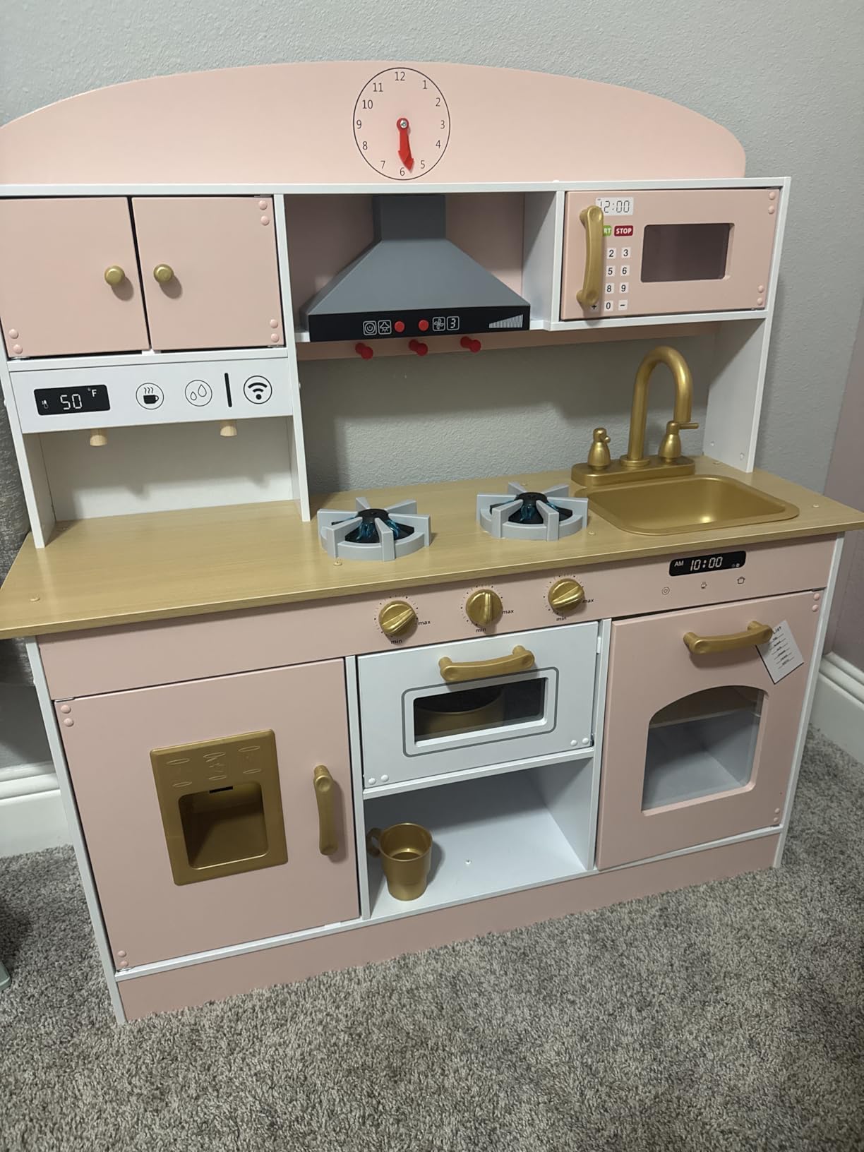 Babytronic Large Wooden Play Kitchen with Lights & Sounds for Toddlers 3+ | Kids Pretend Play Kitchen, Oven Microwave Refrigerator, 30 PCS Complete Cookware Accessories Set, Gift for Boys Girls customer photo 1
