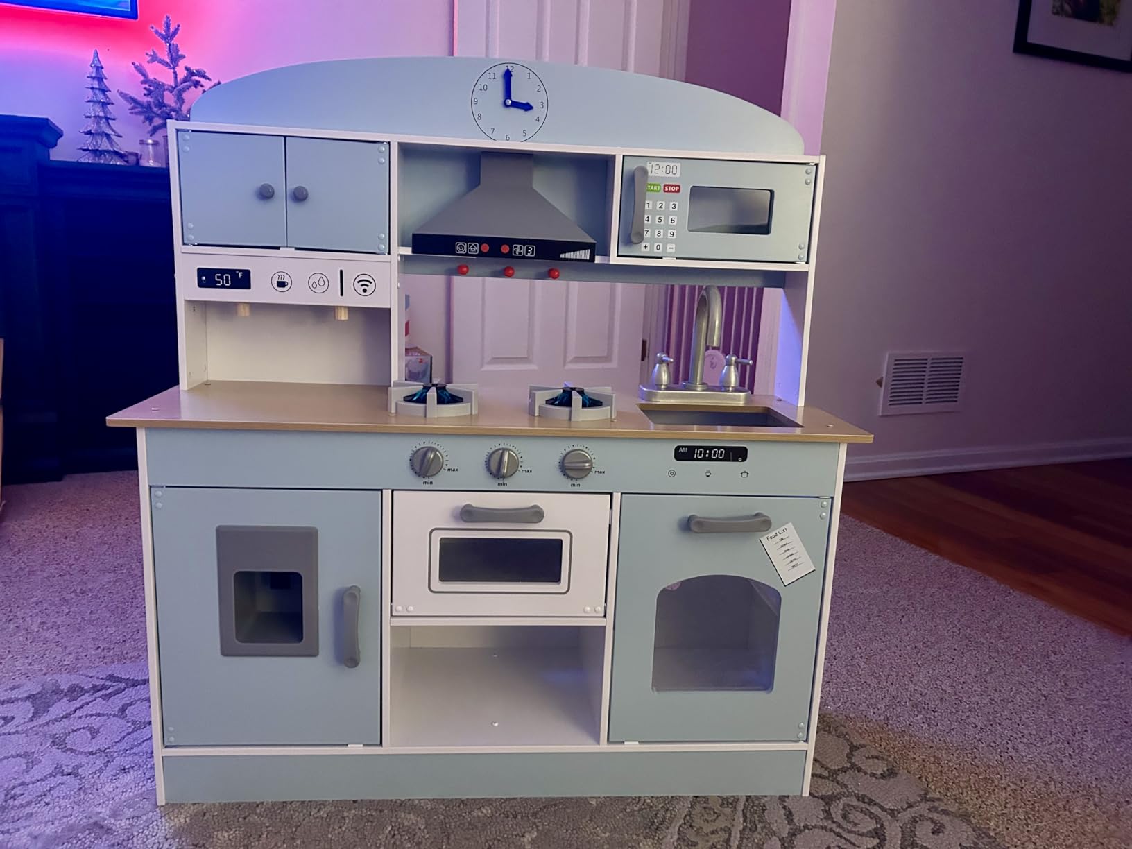 Babytronic Large Wooden Play Kitchen with Lights & Sounds for Toddlers 3+ | Kids Pretend Play Kitchen, Oven Microwave Refrigerator, 30 PCS Complete Cookware Accessories Set, Gift for Boys Girls customer photo 2