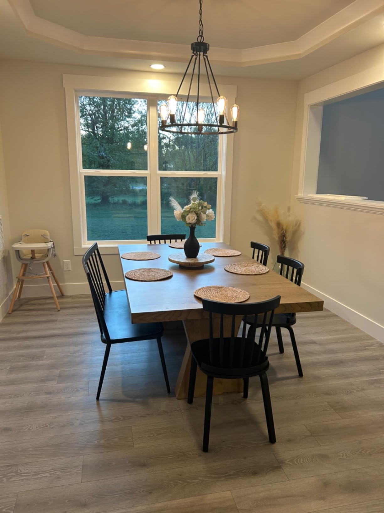 Signature Design by Ashley Galliden Farmhouse Dining Table with Extra-Thick Tabletop and Trestle Base, Light Brown customer photo 1