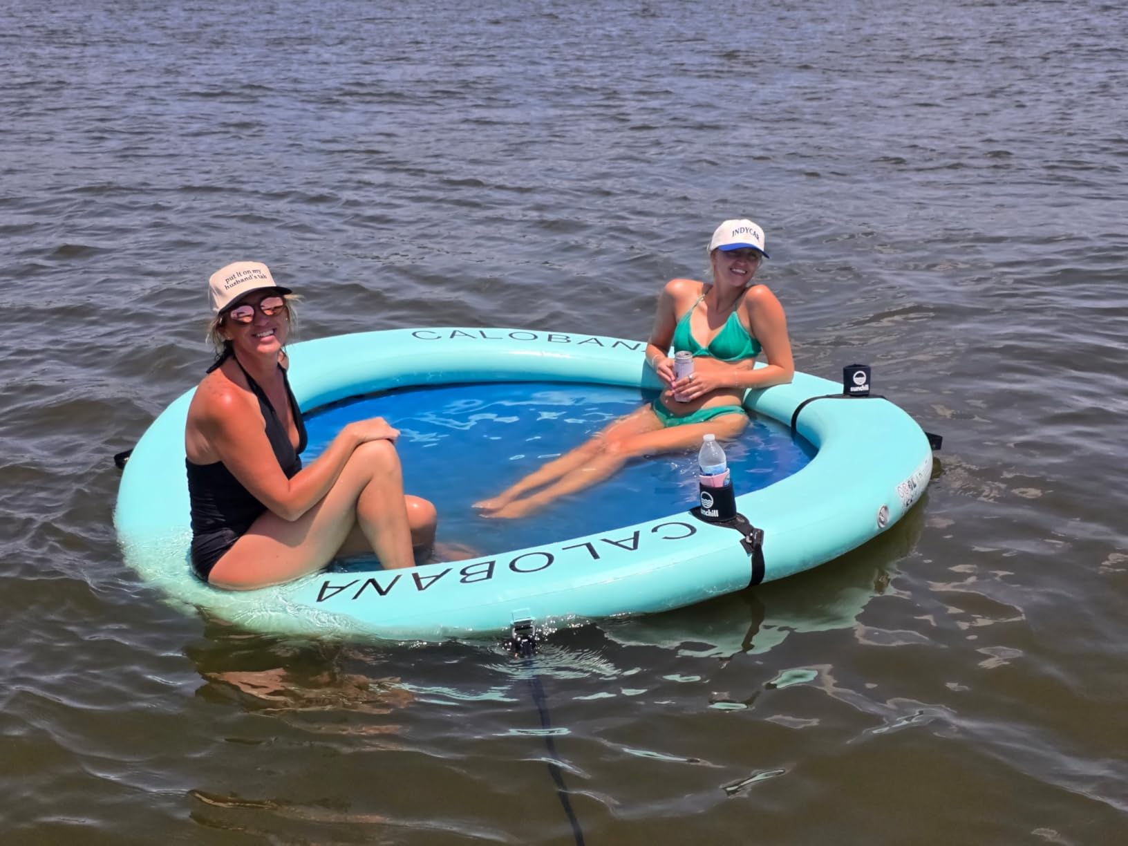 CALOBANA Water Hammock Inflatable Round Floating Ring for Adults Lake Party | 6/8/10/12ft Floating Platform, Fits 2-12 People, Pet Friendly, Easy to Inflate & Deflate, Drop-Stitch PVC, for Pool River Ocean customer photo 1