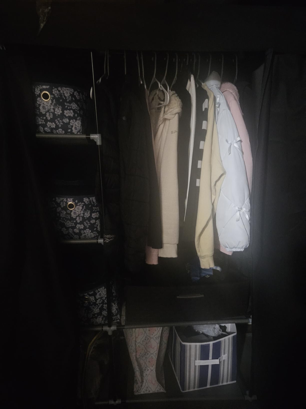 VTRIN Portable Closet Wardrobe Closet for Hanging Clothes with 4 Storage Shelves, 2 Hanging Rods and 6 Pockets, Stable and Easy Assembly Clothes Rack with Cover Free Standing Closet for Bedroom, Black customer photo 2