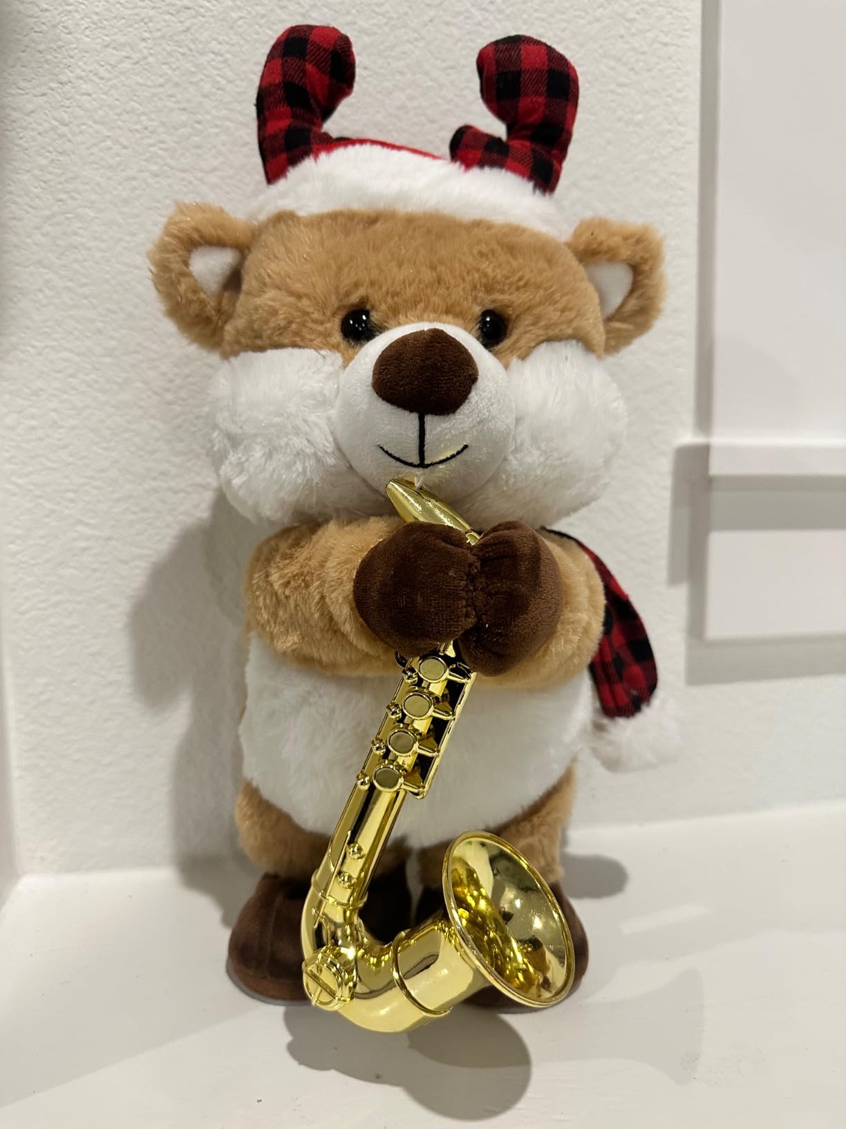 Cuddle Barn - Jazzy Antlers | Animated Christmas Saxophone Playing Reindeer Plush Toy, 14 inches, Brown customer photo 2
