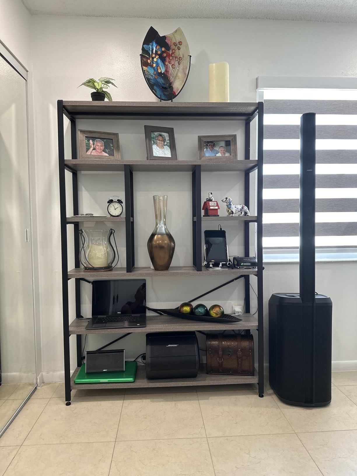 LVB 6 Tier Industrial Bookshelf for Bedroom Living Room Office, Walnut | Modern Wood and Metal Tall Bookshelf, Farmhouse Large Wide 6 Shelf Etagere Bookcase customer photo 2