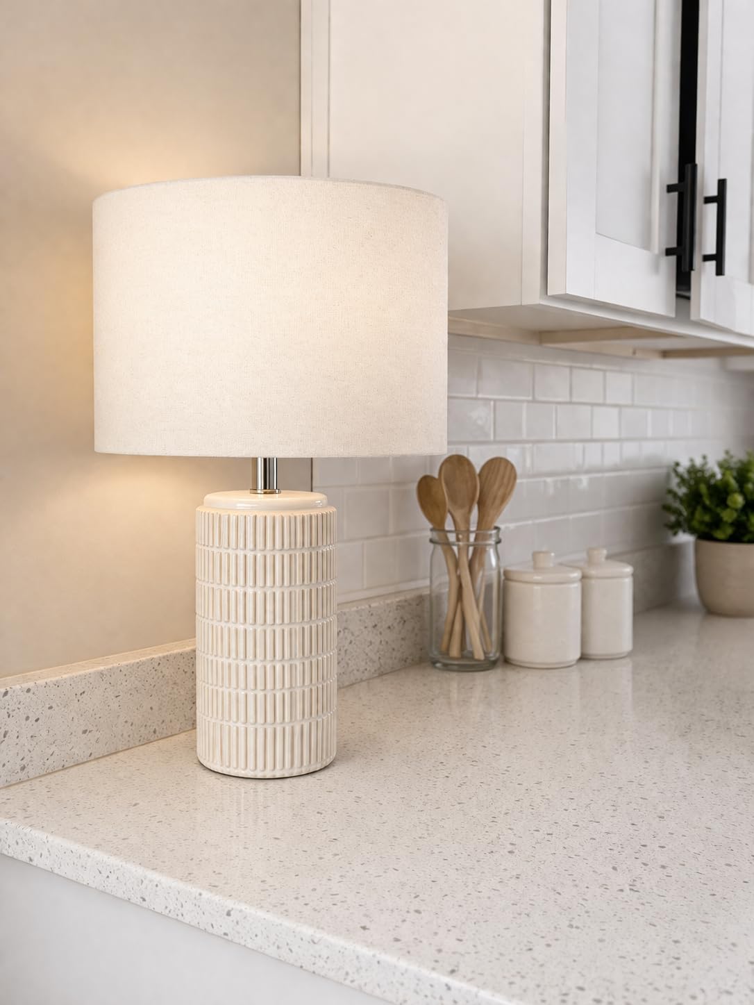 PoKat 27.5'' Tall Table Lamps for Living Room Set of 2, Ceramic Bedroom Lamps for Night Stands, Modern Bedside Lamps, Gold and White customer photo 1
