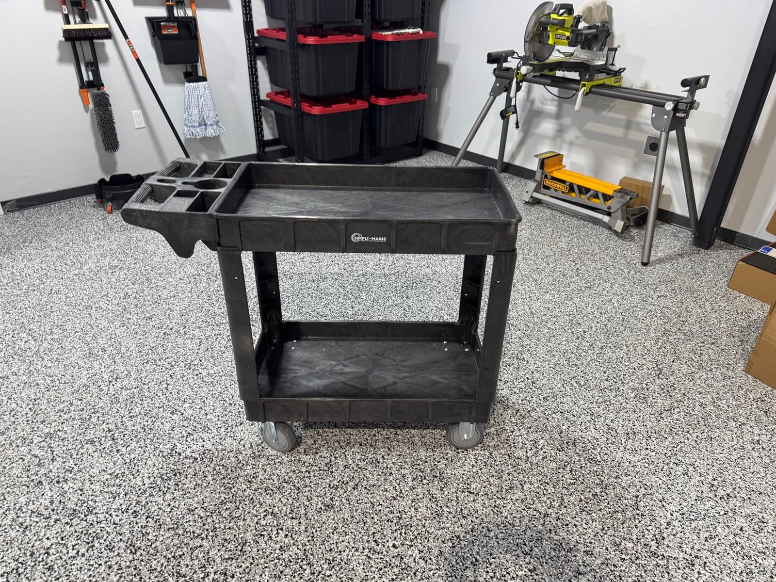 Simpli-Magic Rolling Utility Cart on Wheels, Heavy Duty with Ergonomic Handle, Deep Shelfs for Garage, Warehouse, Workshop, 600-Pound Capacity 40x33x17-Inch customer photo 2