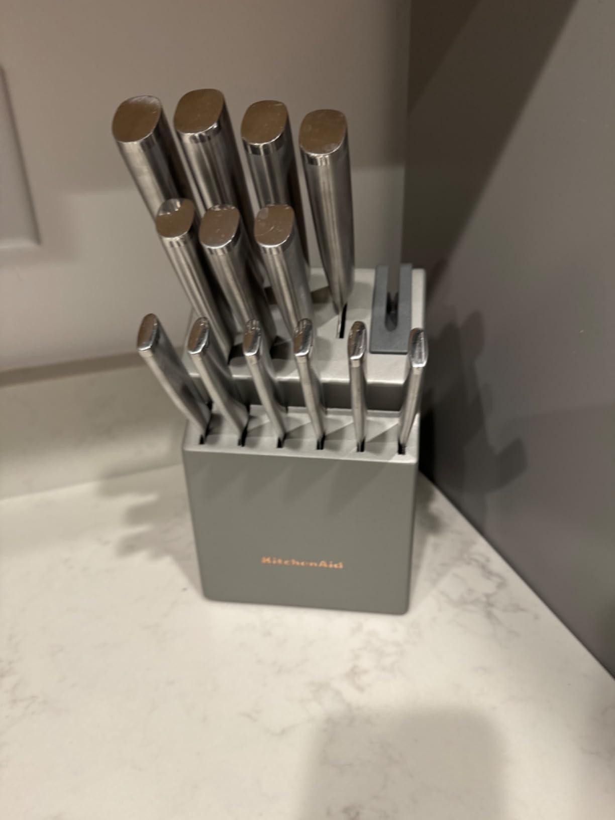 KitchenAid Gourmet Knife Block Set with Built-in Sharpener, 15-Piece, Stainless Steel customer photo 1