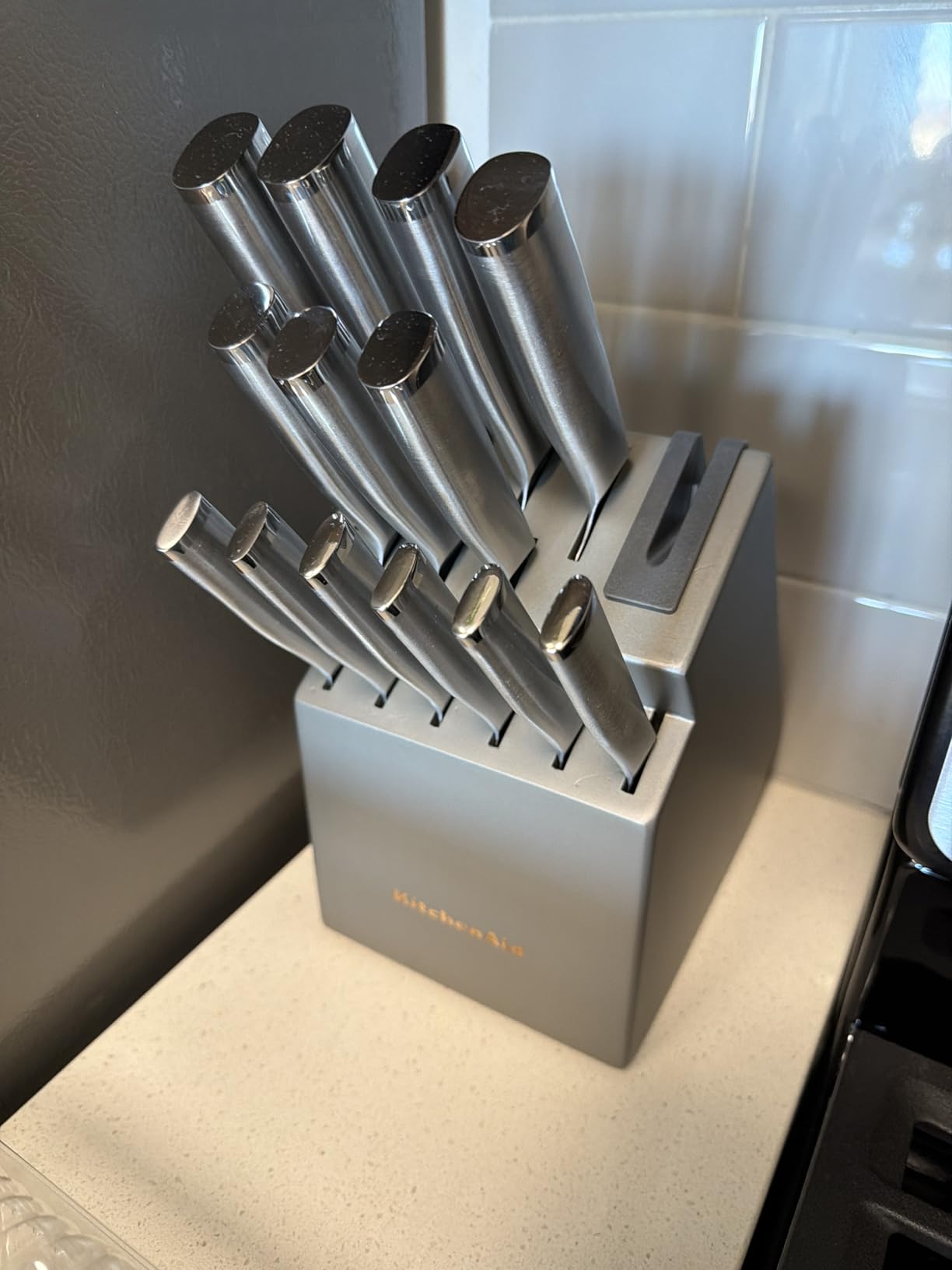 KitchenAid Gourmet Knife Block Set with Built-in Sharpener, 15-Piece, Stainless Steel customer photo 2
