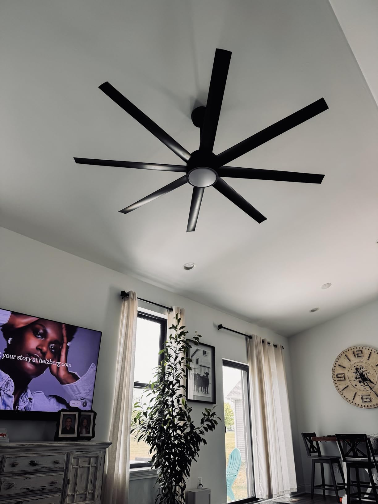 Modern Ceiling Fans with Lights, 72 Inch Ceiling Fan with Light and Remote, Bedroom Living Room Library Cafe Outdoor/Industrial, 24W 6CCT Dimmable, 8 Blades 6 Speed Reversible Quiet DC Motor, Black customer photo 2