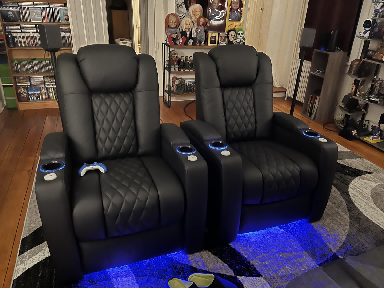 comfiroom Top-Grain Leather Home Theater Seating, Dual-Motor Power Recliner | Classic Series Brown Zero Gravity Motorized Theater Chair with USB-C Charging, Adjustable Headrest, Tray Table, Row of 1 customer photo 2