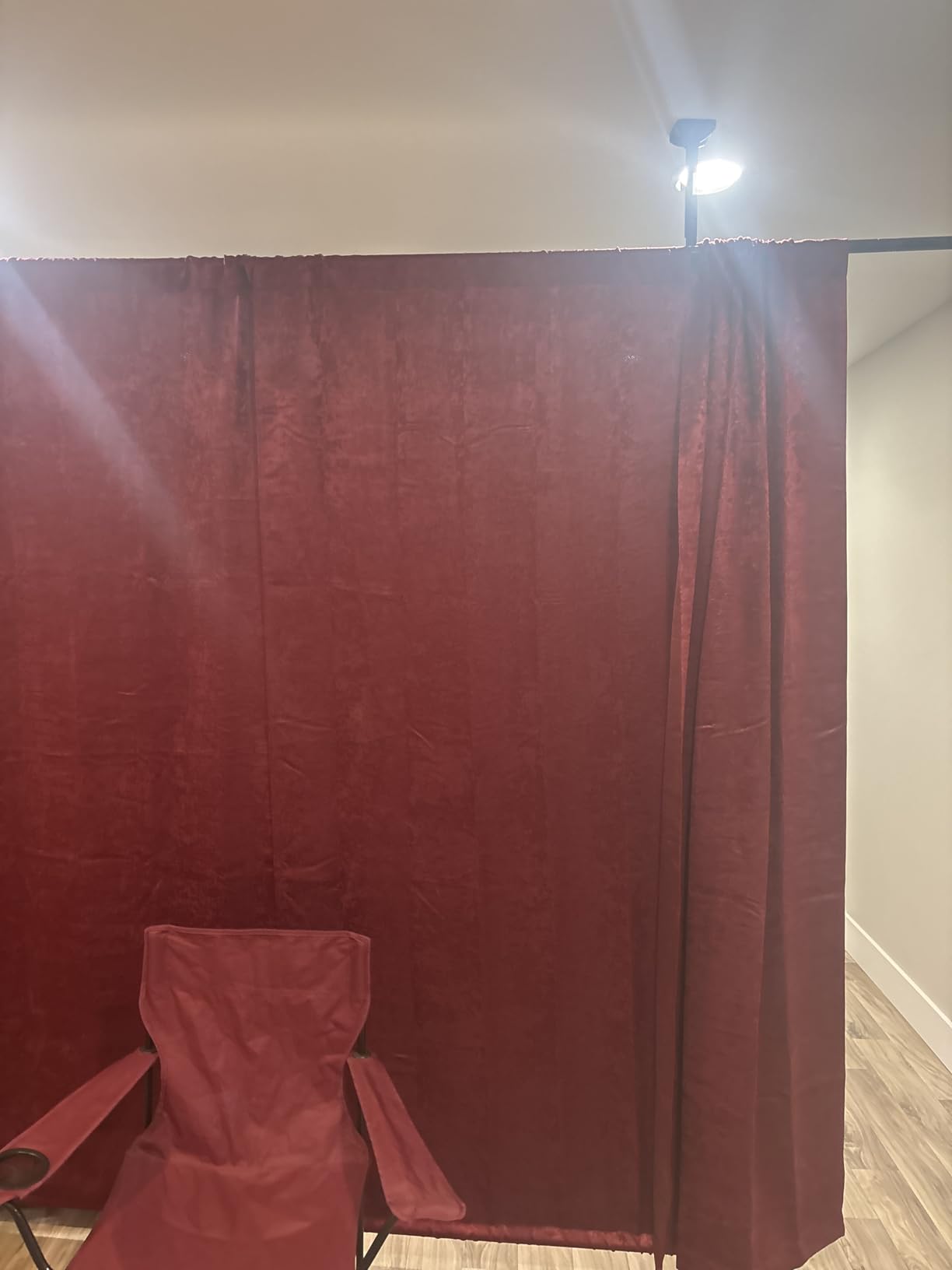 SUNALLY Room Divider No Drilling Curtain Rod Wall Divider for Room Separation, 4-10ft(H) 28-114inch(W) Adjustable, Heavy Duty Partition Space Separator Freestanding Tension Curtain Stand, Black customer photo 2