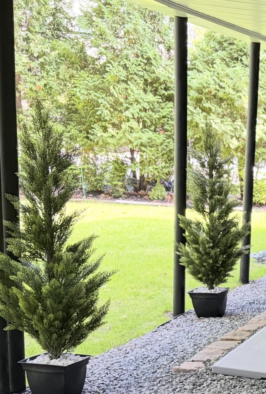 Vitalismo Artificial Topiary Cedar Trees 4FT Tall 2 Sets for Outdoor/Indoor | Faux Pine Shrubs Plants - Realistic Fake Plants Front Porch Decor - Artificial Bushes Cypress for Home Front Door Offices customer photo 1