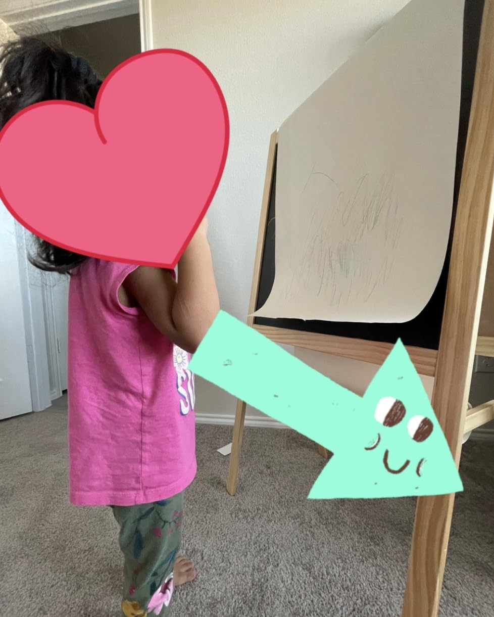 Adjustable Double-Sided Magnetic Wooden Easel for Kids with Paper Roll | Kids Easels, Dry Erase Whiteboard and Chalk Board, Educational Learning Toys for 3 -10 Year Old Girl Boy Gifts customer photo 1