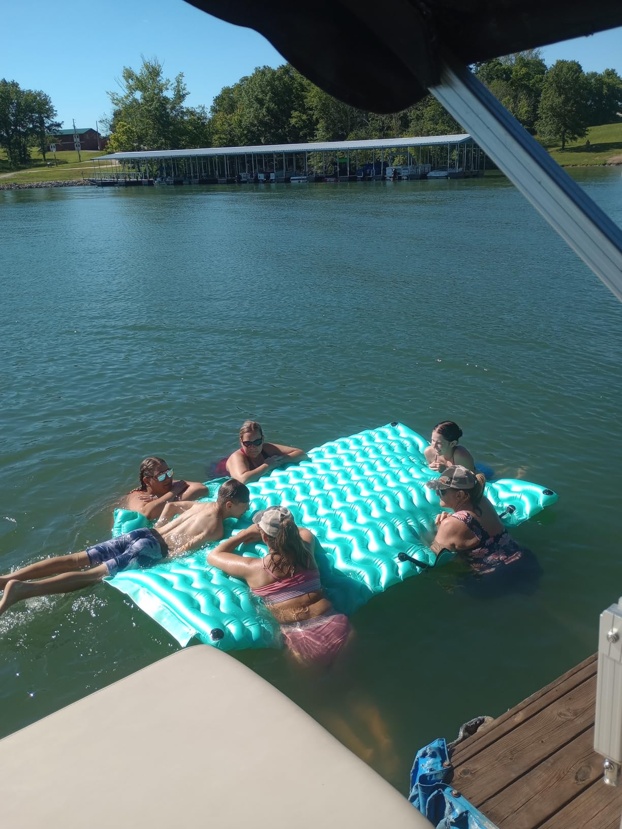 2025 Upgrade Giant Inflatable Floating Mat-Pool Float Lake Floats for Adults with Pool Hammock Pool Mats for Floating Swimming Pool Beach Lake for Summer Water Party customer photo 1