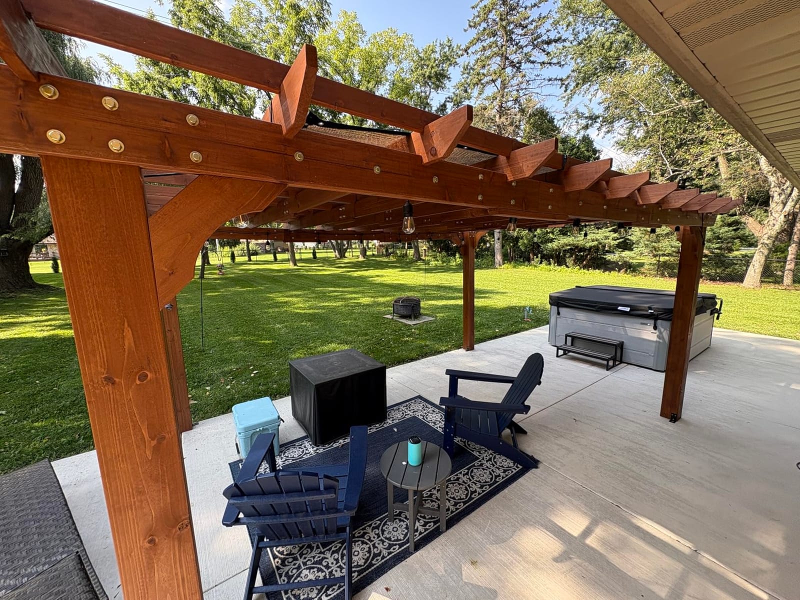Yardenaler 12 x16 FT Wooden Pergola, Cedar Wood Gazebo with Flat Roof, Outdoor Garden Shelter with Stakes Included, Patio, Deck, Backyard, Lawn customer photo 1