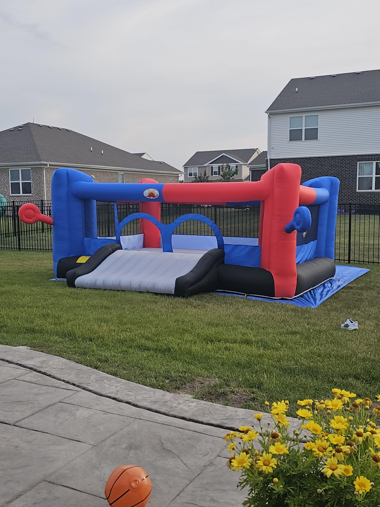 WELLFUNTIME Inflatable Bounce House with Blower, 15.3ft x 14.7ft | Jumping Castle with Dartboard, Dual Basketball Hoop, Dual Kicking Boards, Jumping Area for 6 Kids customer photo 2