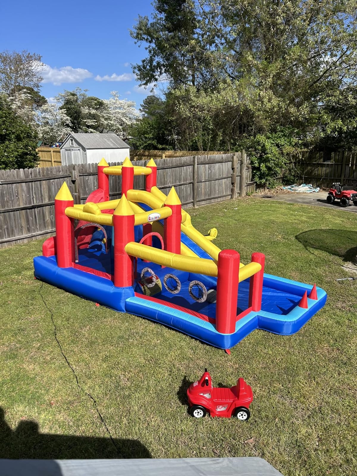 Bounce House, Inflatable Bouncer with Air Blower for Kids 3-10, Outdoor and Indoor Jumping Castle with Long Slide, Trampoline, Obstacles, Climbing Wall, Ball Pit/Water Pool customer photo 2