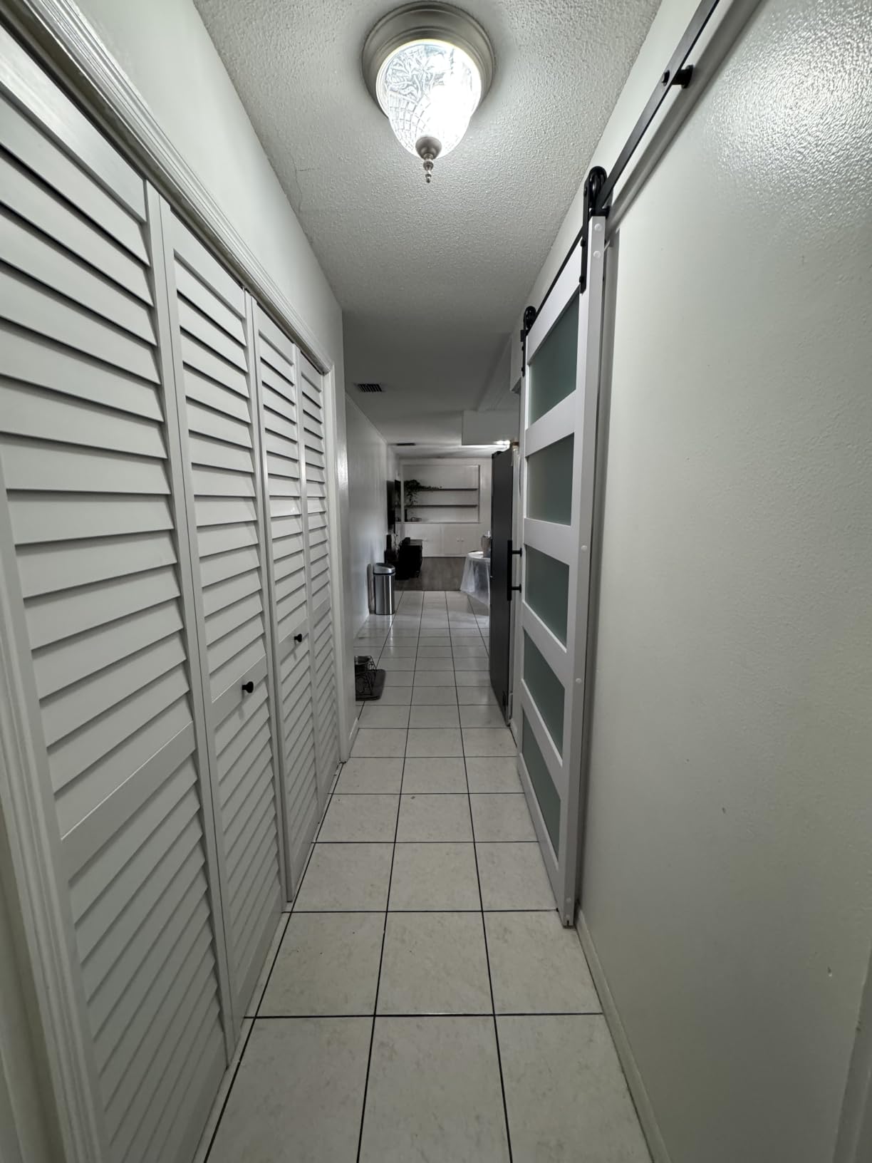 SmartStandard 72 x 84 in (Double 36x84 Door) Glass Barn Door with 12FT Sliding Hardware Kit & Handle, Pre-Drilled Ready to Assemble, Waterproof PVC Coating, 5-Panel Glass, White customer photo 2