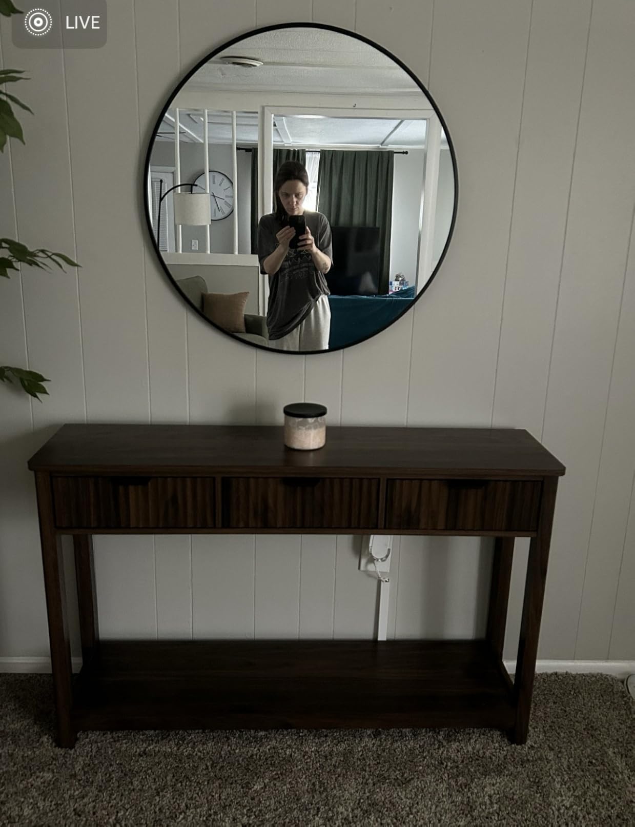 RUSTOWN Fluted Wood Console Table with 3 Drawers, 47.2