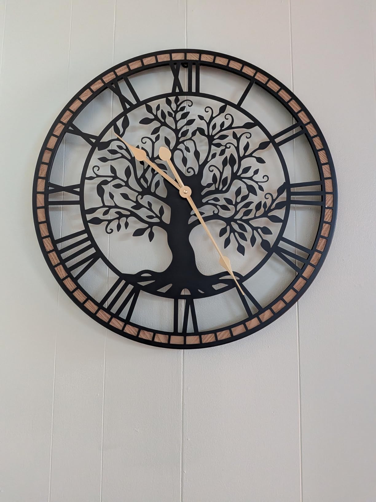 Micasso Large Wall Clock Decorative: 24 Inch Tree of Life Battery Operated | Modern Farmhouse Metal Wood Frame - Roman Numeral Clocks for Living Room/Home Office/Bedroom customer photo 2