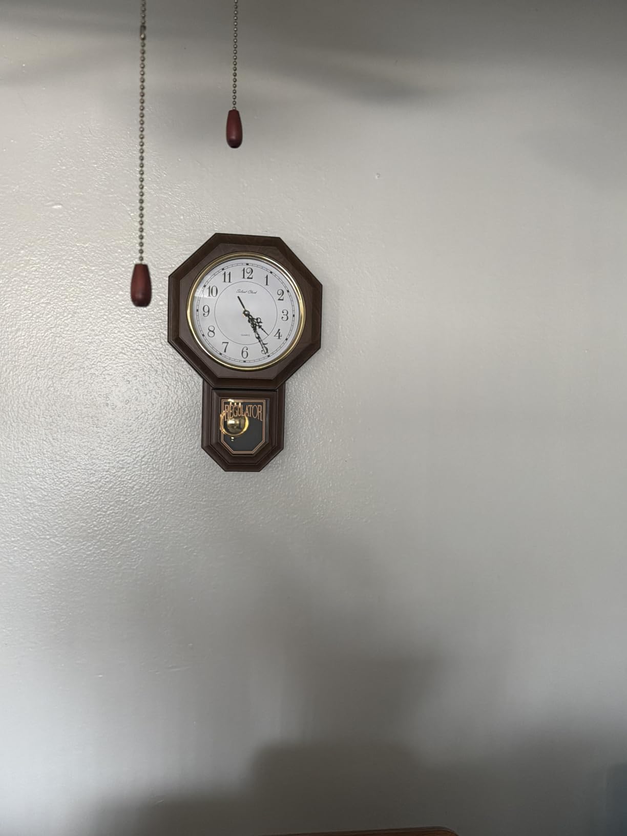 Pendulum Wall Clock, Imitation Wood Plastic Regulator Wall Clocks, Brown | Battery Operated, Non-Ticking, Retro Wall Decor Gift, Easy to Read, For Living Room, Dining Room, Schoolhouse, Farmhouse customer photo 1