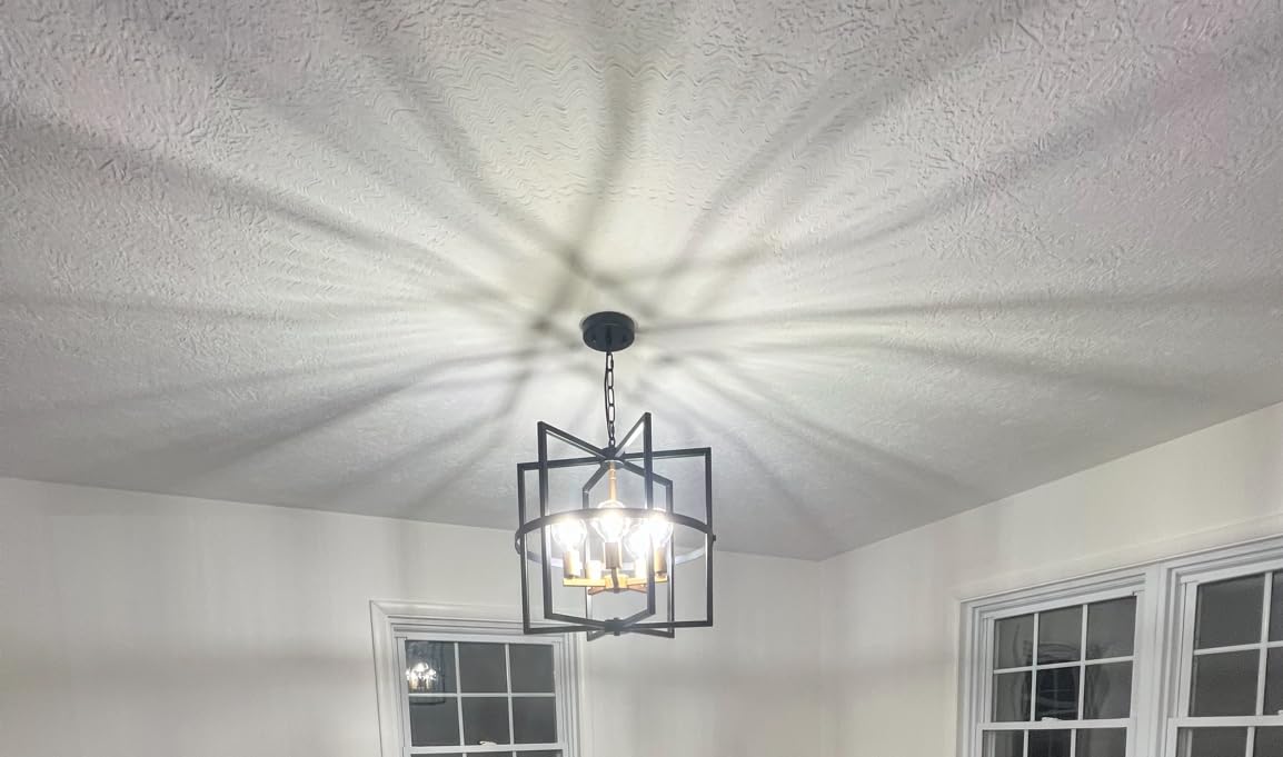 19'' Black and Gold Chandeliers for Dining Room, 5-Light Modern Farmhouse Industrial Pendant Light Fixture Rustic Geometric Hanging Chandelier for Kitchen Island Entryway Hallway Foyer customer photo 2