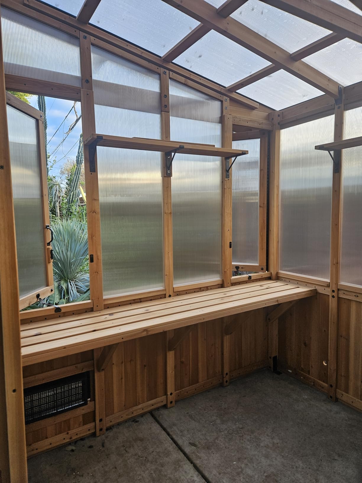 Backyard Discovery Poppy 11' x 7' Cedar Wood and Polycarbonate Walk-In Greenhouse Kit with Exhaust Fan, Windows, Hose Hook-Ups, PowerPort, Staging Shelves, Plant Hooks for Year-Round Outdoor Gardening customer photo 1