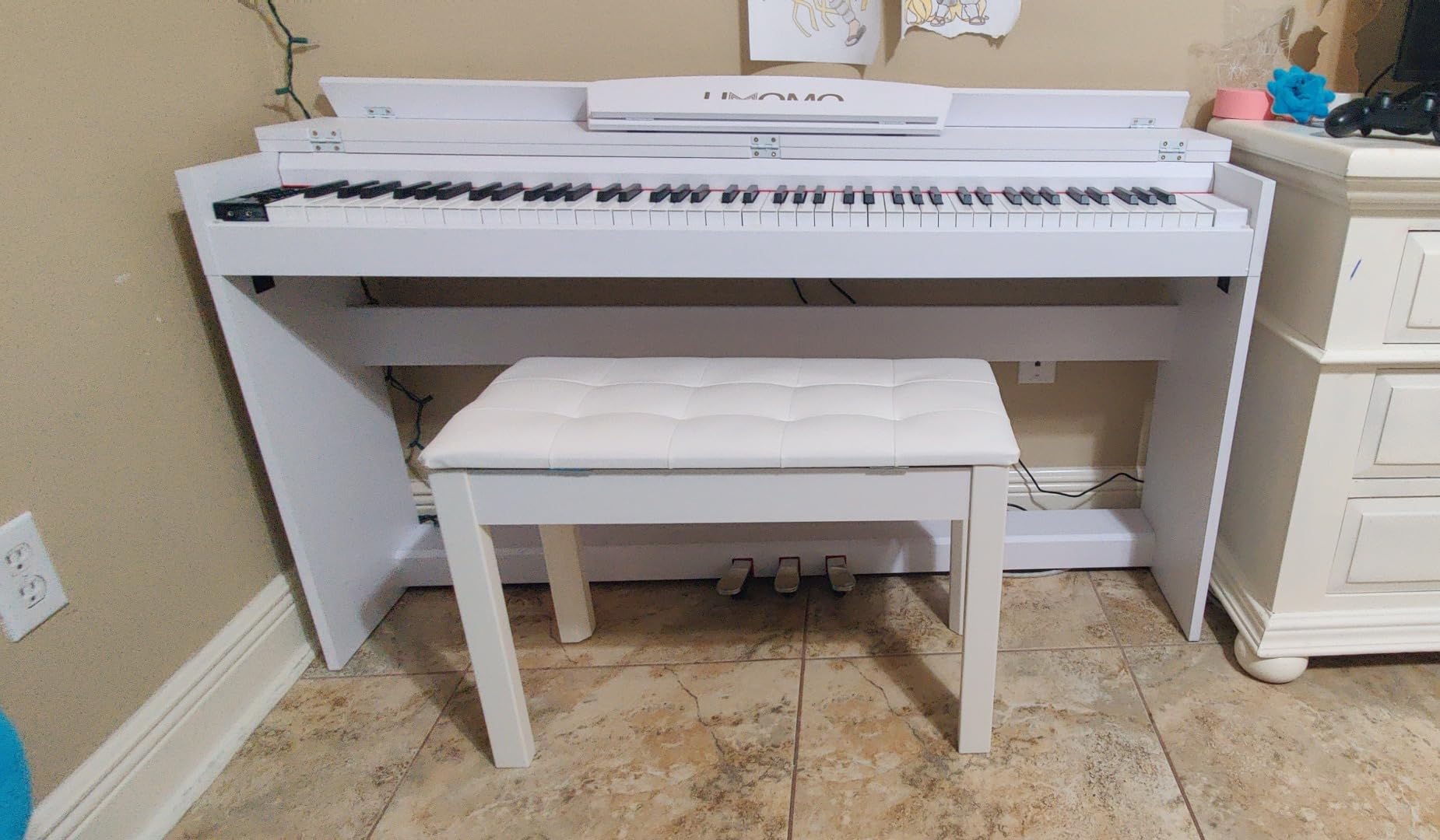 UMOMO U-720 88 Key Digital Piano Keyboard with Piano Bench, Full Size Electric Piano with Piano Stand, Headphone Jack, 3 Pedal, Electronic Piano for Beginner, Adults, Gray customer photo 1