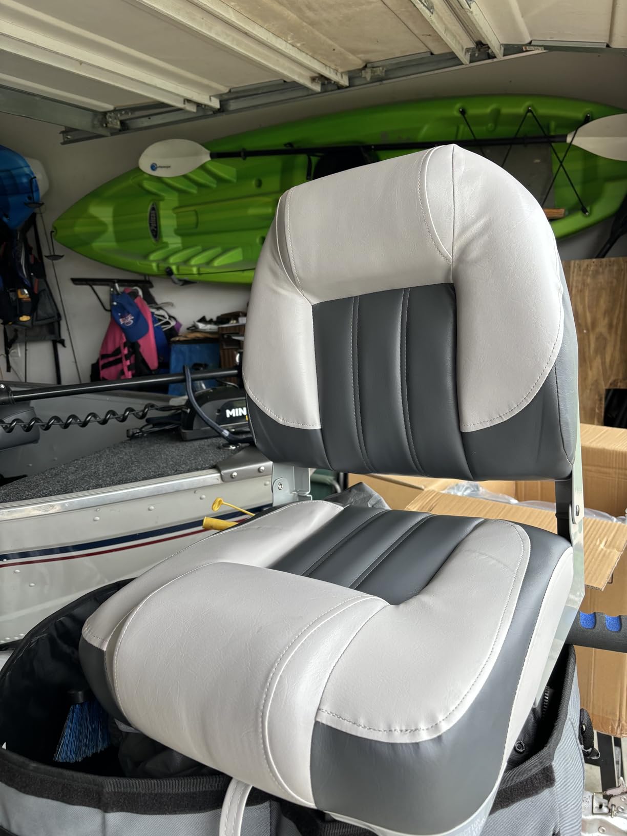 ERGOSEAT Elite Folding Boat Seat Low Back Boat Chair Fold-Down Fishing Boat Seats 2 Pack, Charcoal/Light Gray customer photo 2