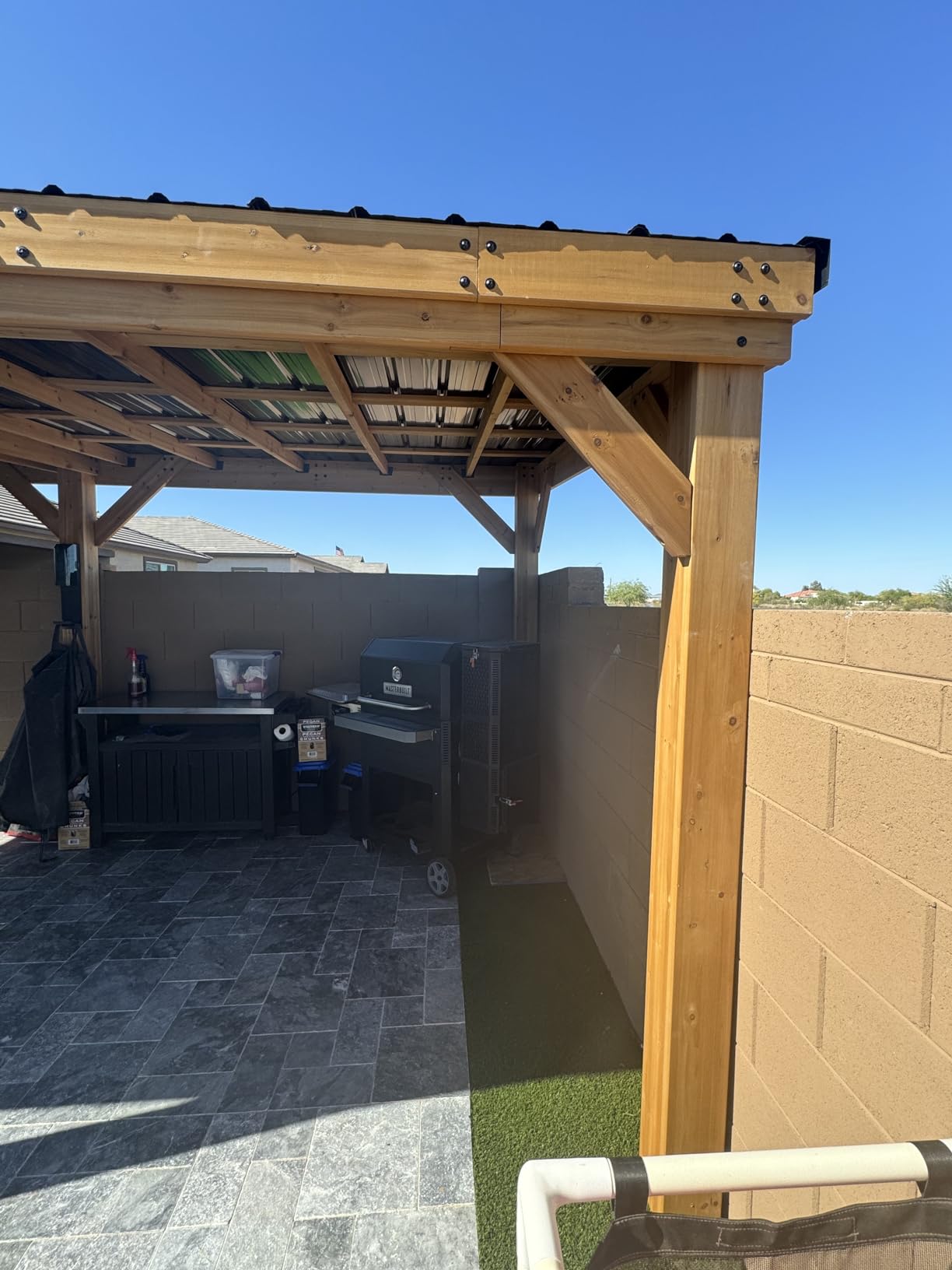 Backyard Discovery Arcadia 14' x 12' Cedar Wood Outdoor Gazebo Pavilion with Hardtop Galvanized Steel Slope Roof, Snow Support, Wind Resistance, PowerPort, Shade for Garden, Patio, Deck, Entertaining customer photo 1