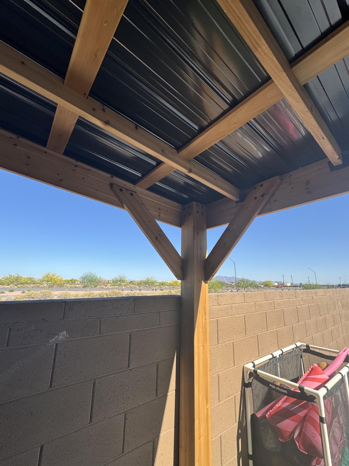Backyard Discovery Arcadia 14' x 12' Cedar Wood Outdoor Gazebo Pavilion with Hardtop Galvanized Steel Slope Roof, Snow Support, Wind Resistance, PowerPort, Shade for Garden, Patio, Deck, Entertaining customer photo 2