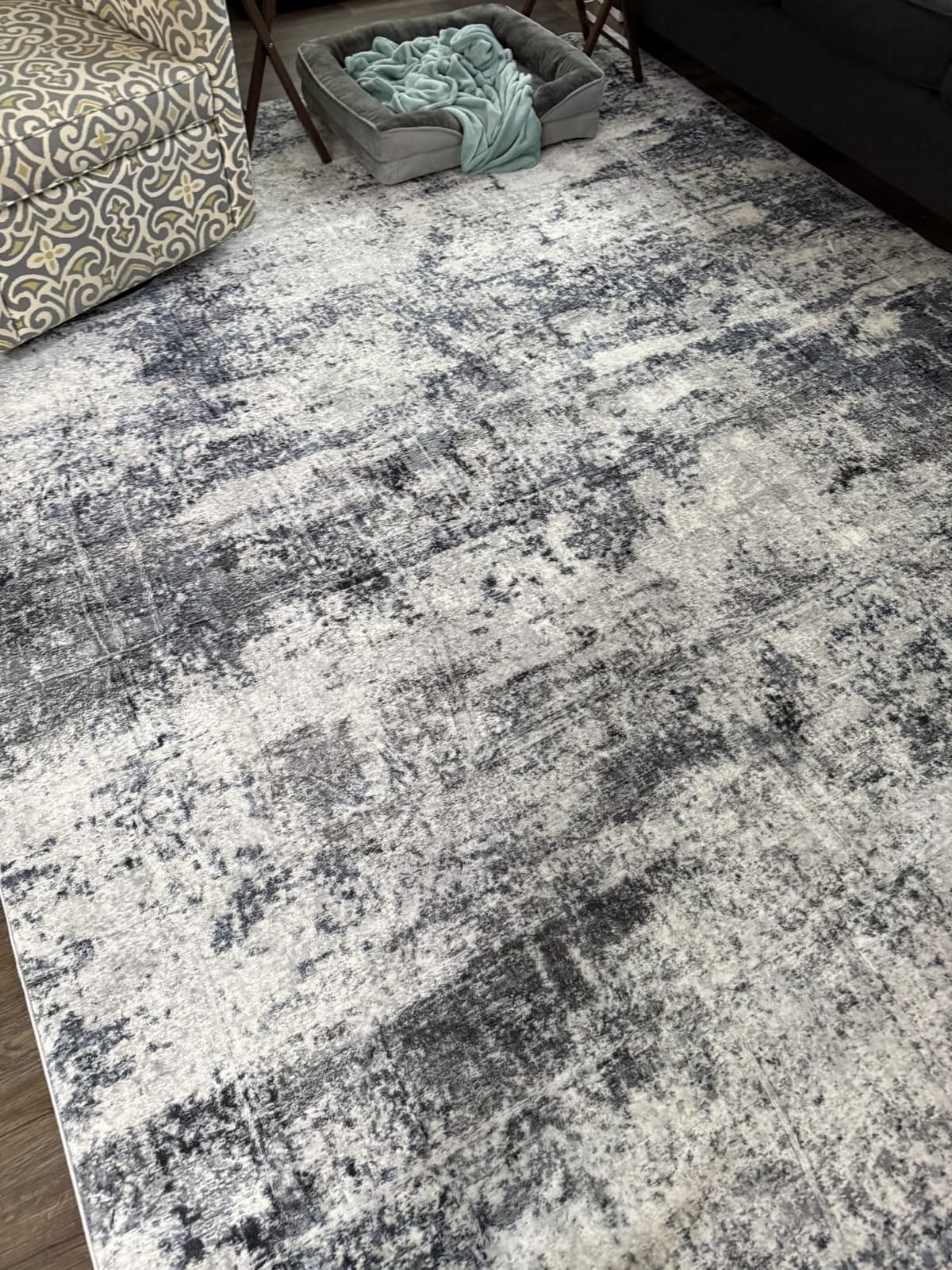 8x10 Area Rugs for Living Room Rug Washable: Abstract Large Rug for Dining Room Bedroom Carpet Non Slip 8 by 10 Indoor Modern Nursery Home Office Blue Grey customer photo 2