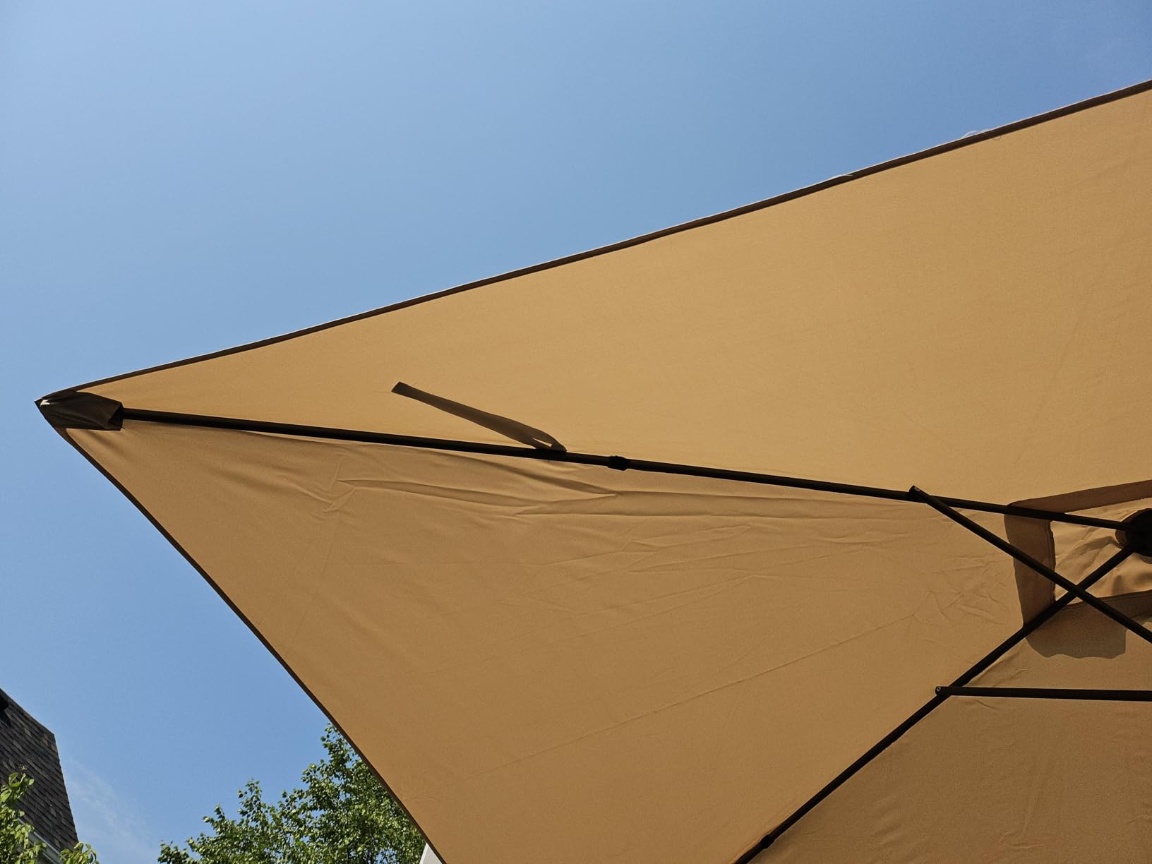 Ayge 6.5 Rectangular Patio Umbrella rectangle Outdoor Table Umbrella Beige | 6.5*10' Rectangular umbrella, crank & tilt, 6 ribs, 180G UV50+ canopy. Wind fade resistant. Suitable for patio, deck, pool. customer photo 2