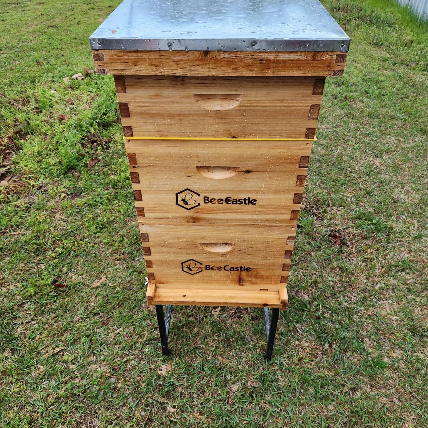 Mondazie Adjustable Metal Bee Hive Stand for 8 & 10 Frame, Black | 12''-19'' Width Beehive Frame Holder, Beehives Stands for Outside with 120-Inch Strap, Flow Hives Stands Base for Beekeeping customer photo 2