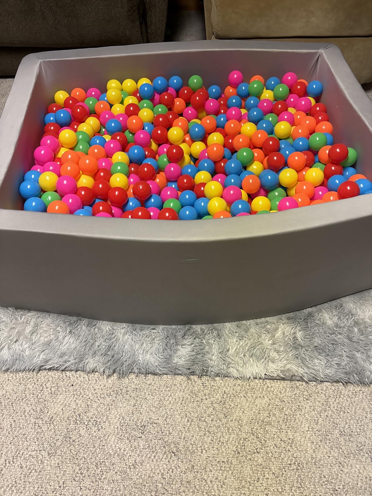Large Size Soft Foam Ball Pit 47 x 35 x 14 Inch Rectangular, 2.7 Inch Wall Thickness Small Indoor and Outdoor Playground, Ideal Gift for Children (Balls Not Included), Gray customer photo 2