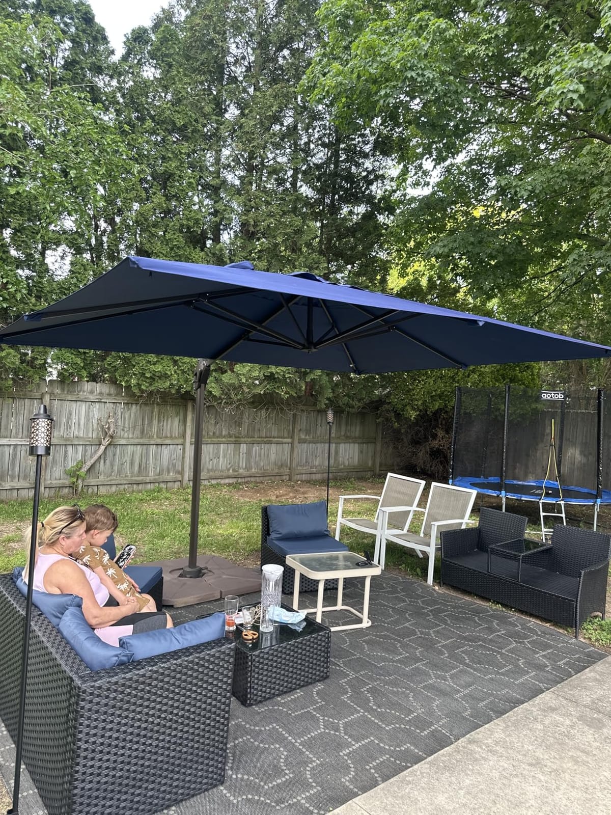 9' X 12' Cantilever Patio Umbrella Rectangular Outdoor Umbrellas | Heavy Duty Aluminum Frame, Waterproof Canopy, 7 Tilts Adjustable, 360 Rotation, for Deck Pool Garden Backyard, Beige customer photo 1