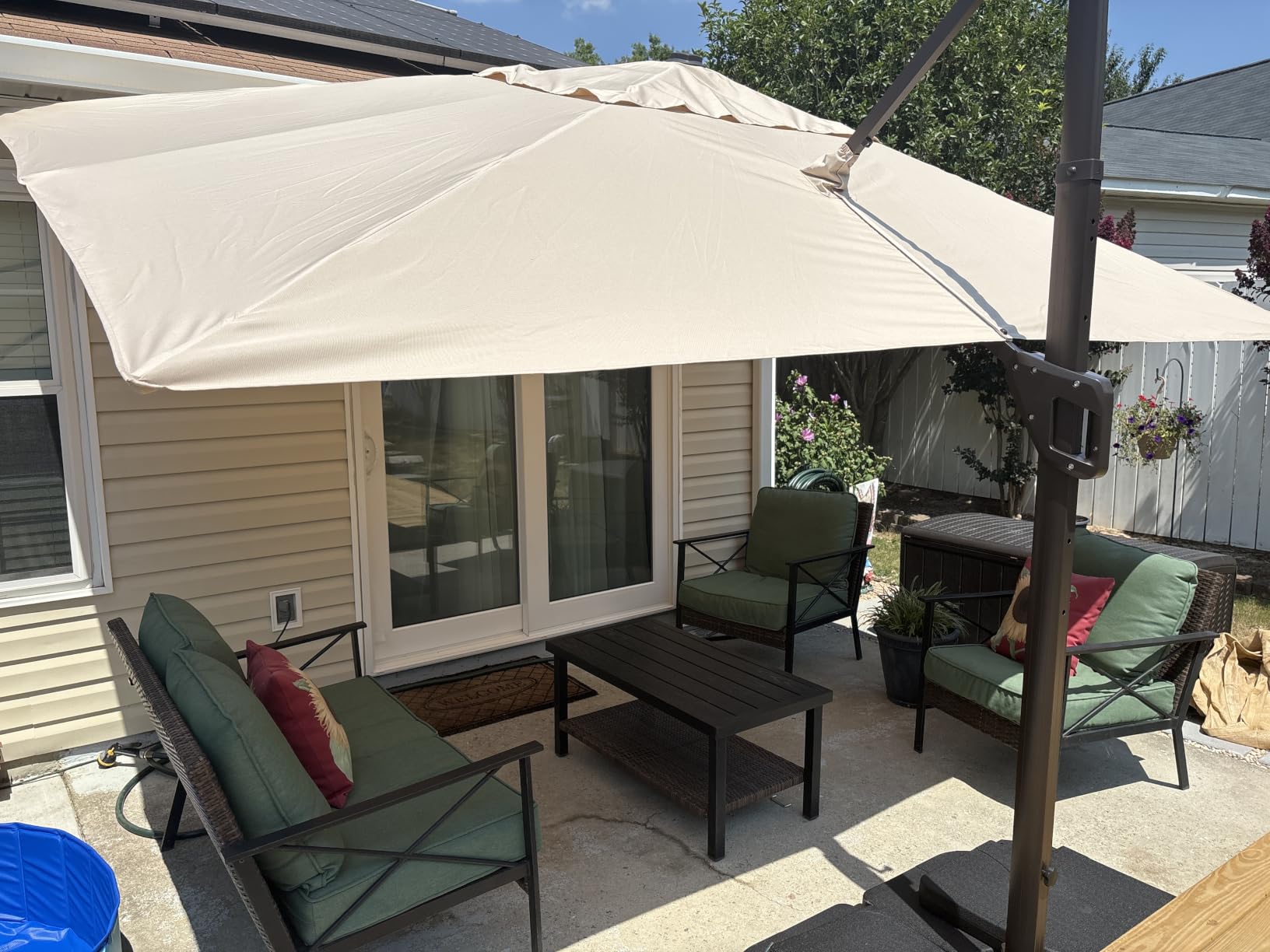 9' X 12' Cantilever Patio Umbrella Rectangular Outdoor Umbrellas | Heavy Duty Aluminum Frame, Waterproof Canopy, 7 Tilts Adjustable, 360 Rotation, for Deck Pool Garden Backyard, Beige customer photo 2