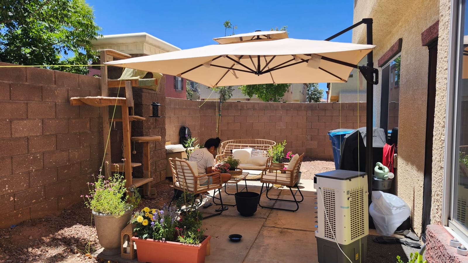 9' X 12' Cantilever Patio Umbrella Rectangular Outdoor Umbrellas | Heavy Duty Aluminum Frame, Waterproof Canopy, 7 Tilts Adjustable, 360°Rotation, for Deck Pool Garden Backyard, Grey customer photo 2