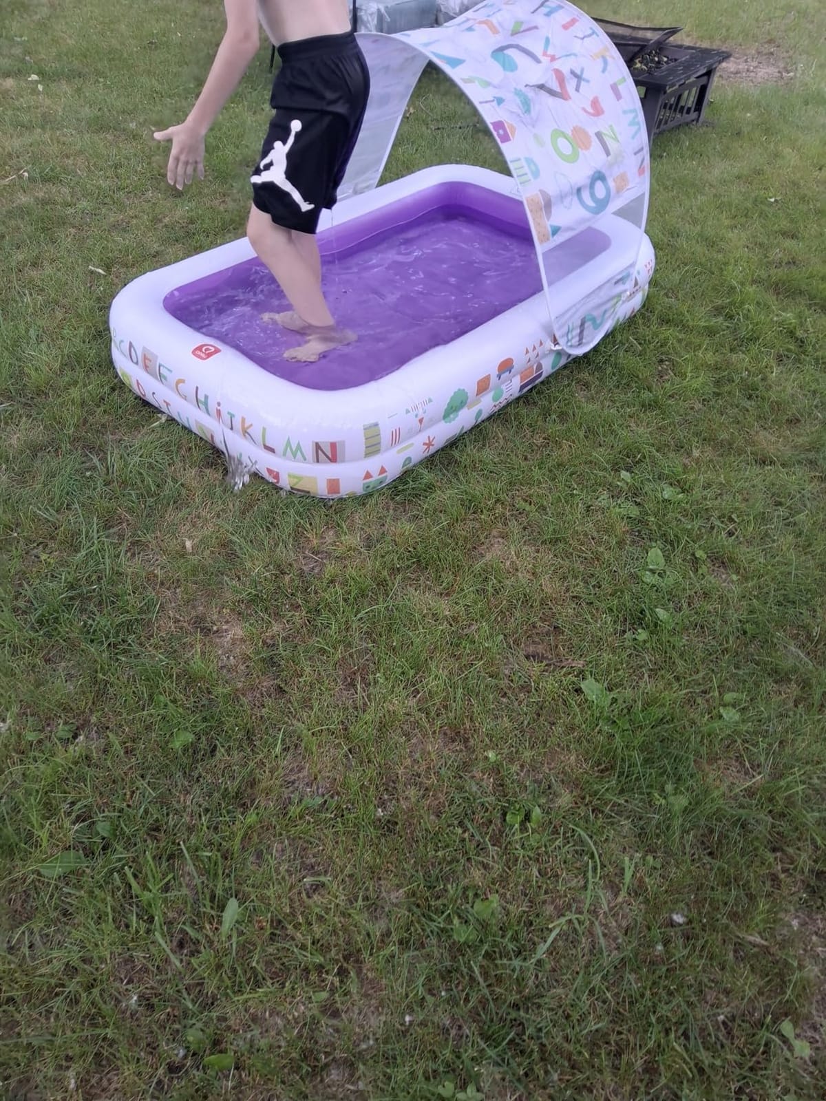 QPAU Kiddie Pool with Canopy, Inflatable Design, 65 x 39 in, Blue | Inflatable Design with Soft Cushioned Floor, Converts to a Ball Pit for Kids, for Indoor and Backyard Play customer photo 2
