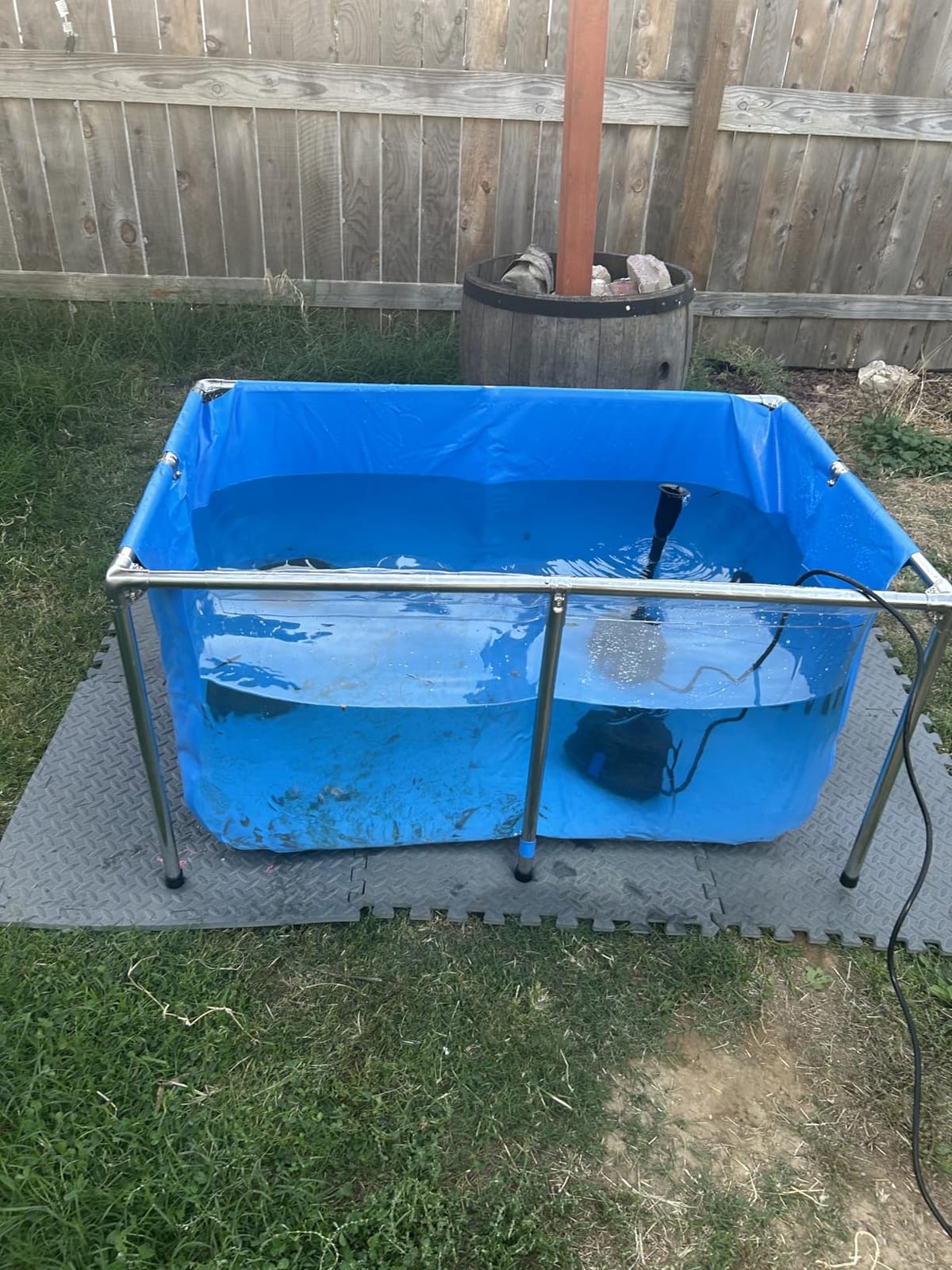 PVC KOI Aquarium Tank, Temporary Fish Tank with Clear Viewing Panel, KOI/Goldfish Pond with 304SS Frame & Drain Valve(59.0