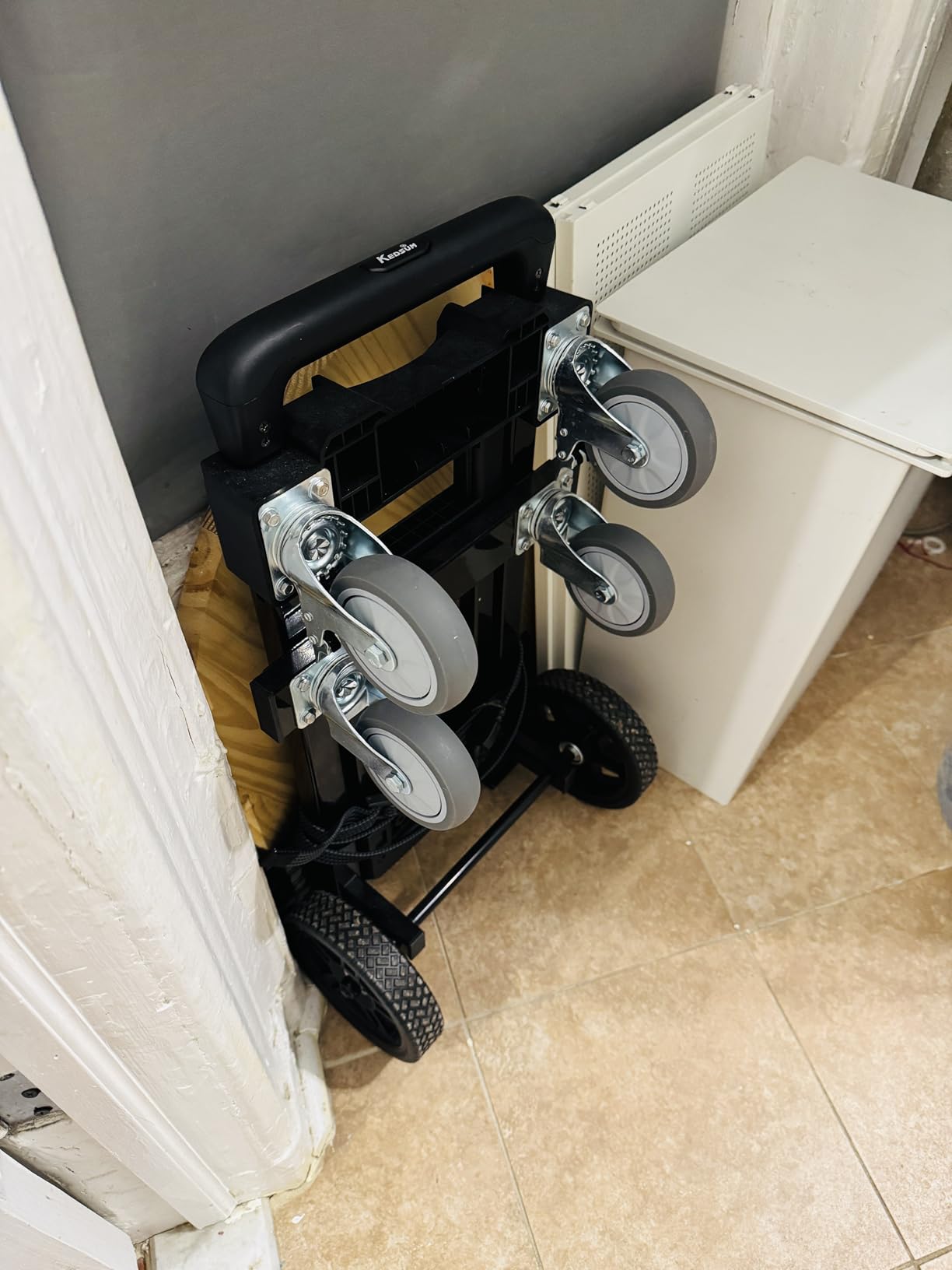 KEDSUM 3-in-1 Convertible Dolly Cart with Wheels, 600LBS Heavy Duty Hand Truck Dolly, Hand Truck with Adjustable Handle Angle & Expandable Base for Home,Warehouses,Dorm, 6-Wheel Design with Brakes customer photo 2