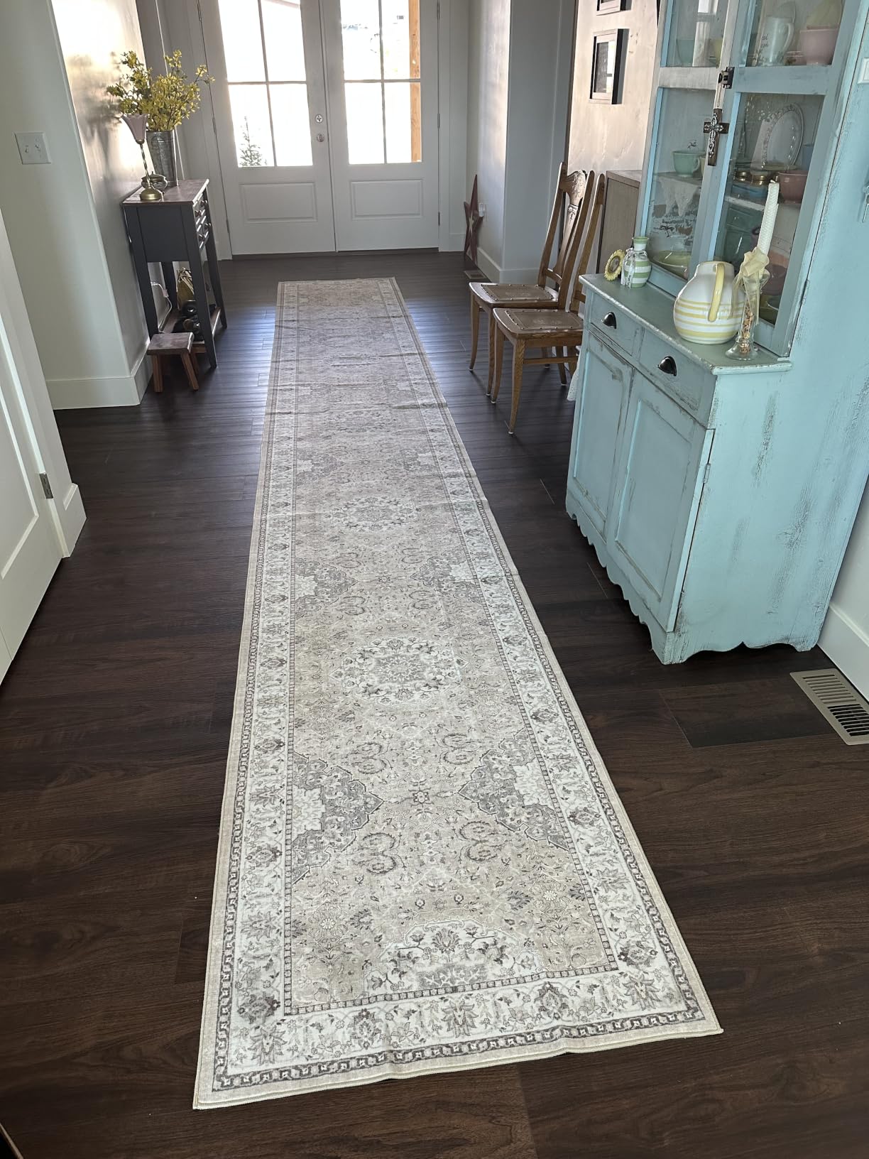 Washable Large 9x12 Area Rug - Living Room Oriental Non Slip Soft Rugs Indoor Low Pile Stain Resistant Carpet for Bedroom Dining Room Farmhouse Distressed Thin Home Decor Floor Mat (9x12 Beige) customer photo 2