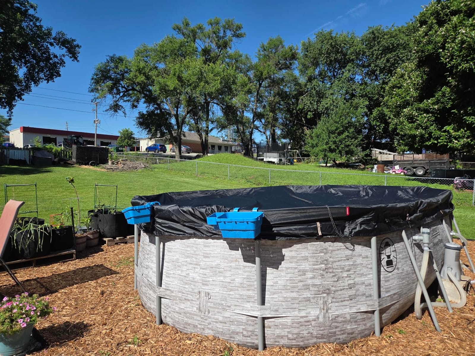 QH.HOME 18ft Winter Pool Cover, Windproof Patented Ratchet & Heavy Duty Fabric | Snug Fit Weight Rings & Drawstring Design, Tear Resistant, Blocks Leaves & Waterproof, Outdoor Above Ground Pools Protection customer photo 2