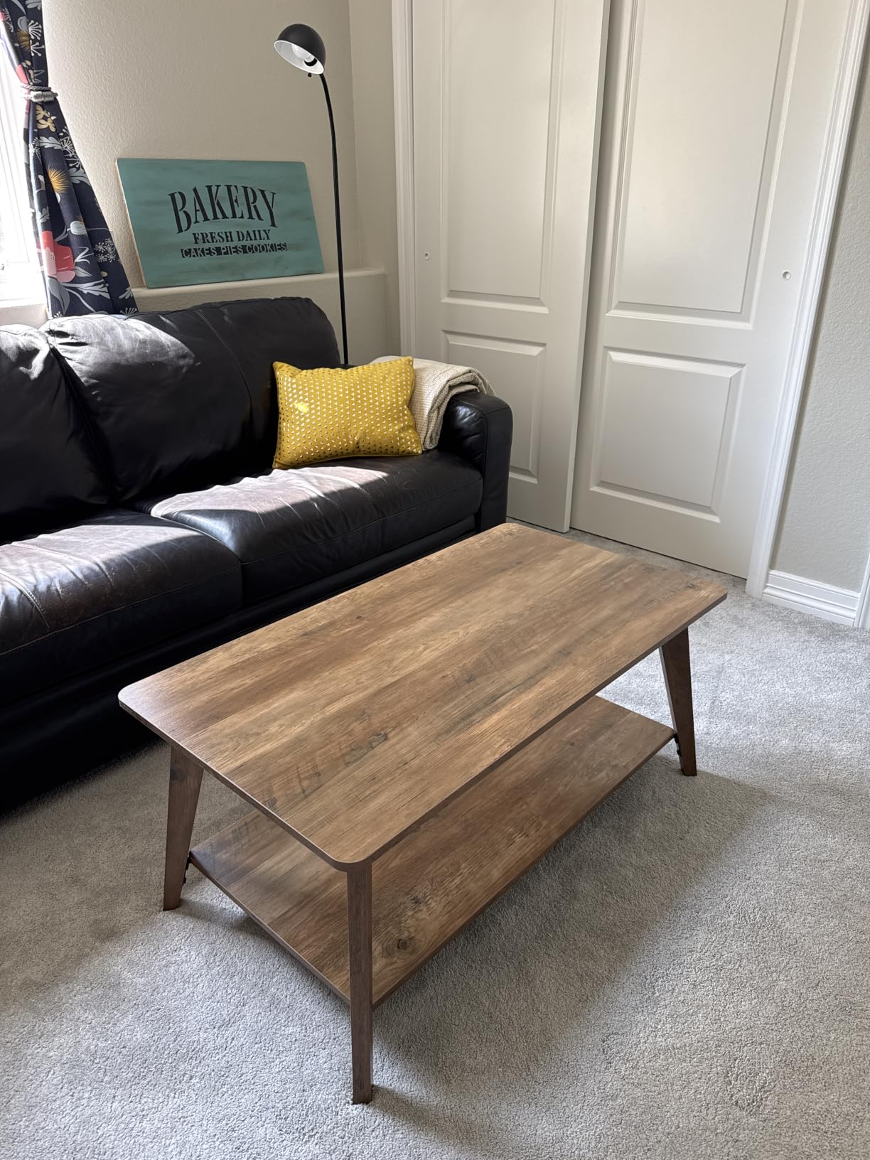 VASAGLE MAEZO Collection - Coffee Table, 2-Tier Center Table with Storage, Tapered Legs, Curved Transitions, 21.7 x 39.4 x 17.7 Inches, Easy to Assemble, for Living Room, Honey Brown ULCT249K01 customer photo 1