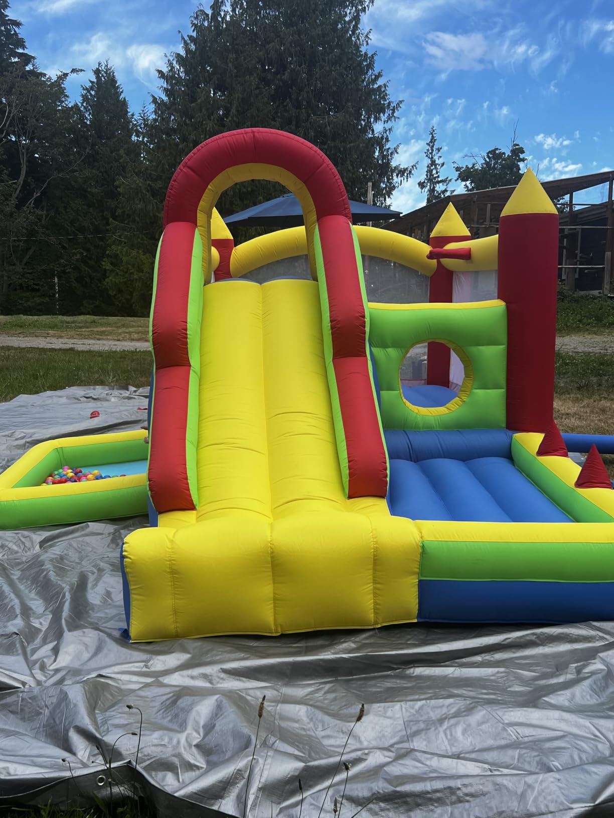 HuaKastro Large Bounce House for Big Kids - Inflatable Playground with Tall Slide, Climbing Wall, Water Pool, Bouncy Ball Pit, Tunnel, Ring Toss Cones, Perfect for Backyard Party Family Gatherings customer photo 1