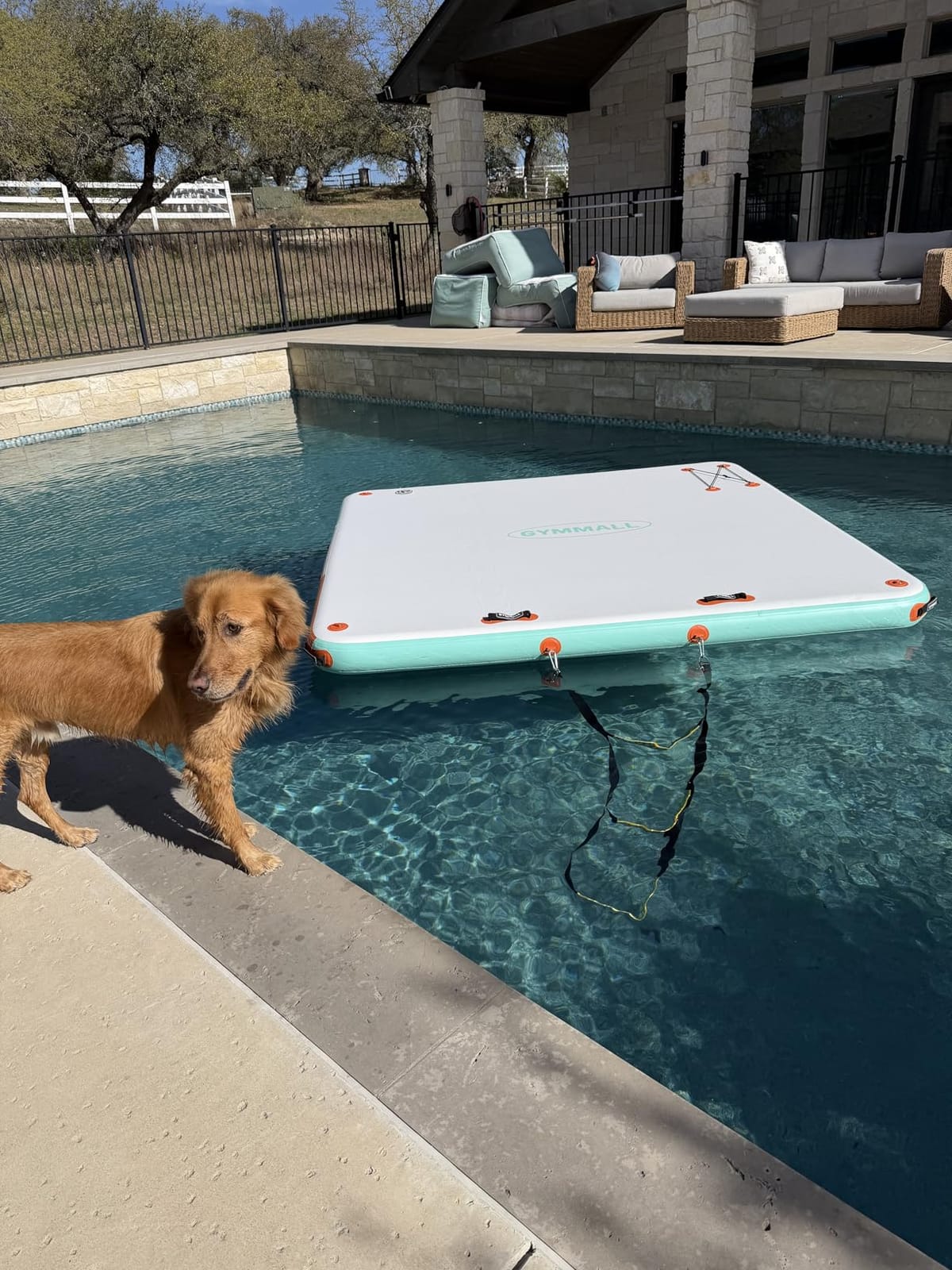 Inflatable Floating Dock Platform, 5FT/ 6FT/ 8FT/ 10FT/ 12FT Air Dock Platform Floating Island Raft with None-Slip Surface, 6in Thick Water Floating Dock Mat for Swimming Pool Lake Beach Ocean customer photo 1