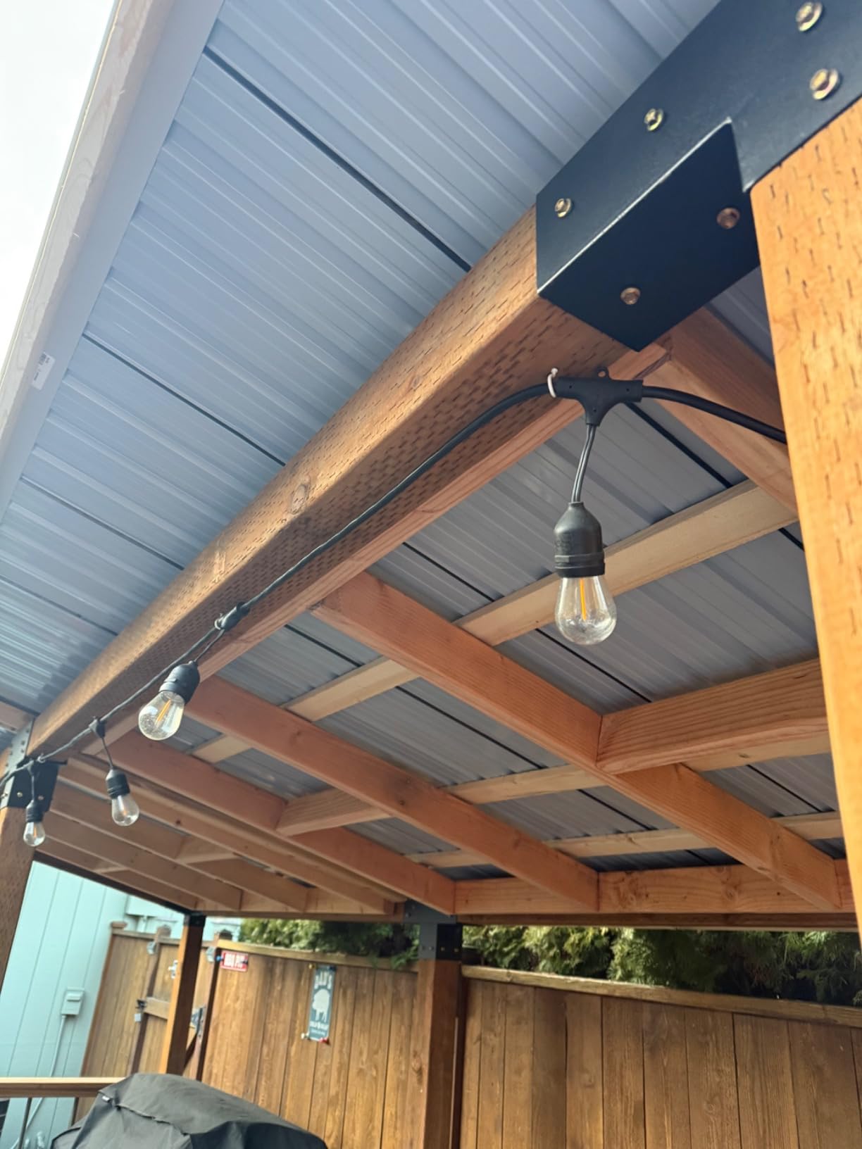 Metal Roof Panels 15 pcs 6.1ft Length Galvanized Steel Corrugated Tin Roofing Panels Gazebo Top Cover Garages,Sheds, Stables and Mobile Homes Replacement for Patio Outdoor Garden, Black customer photo 1