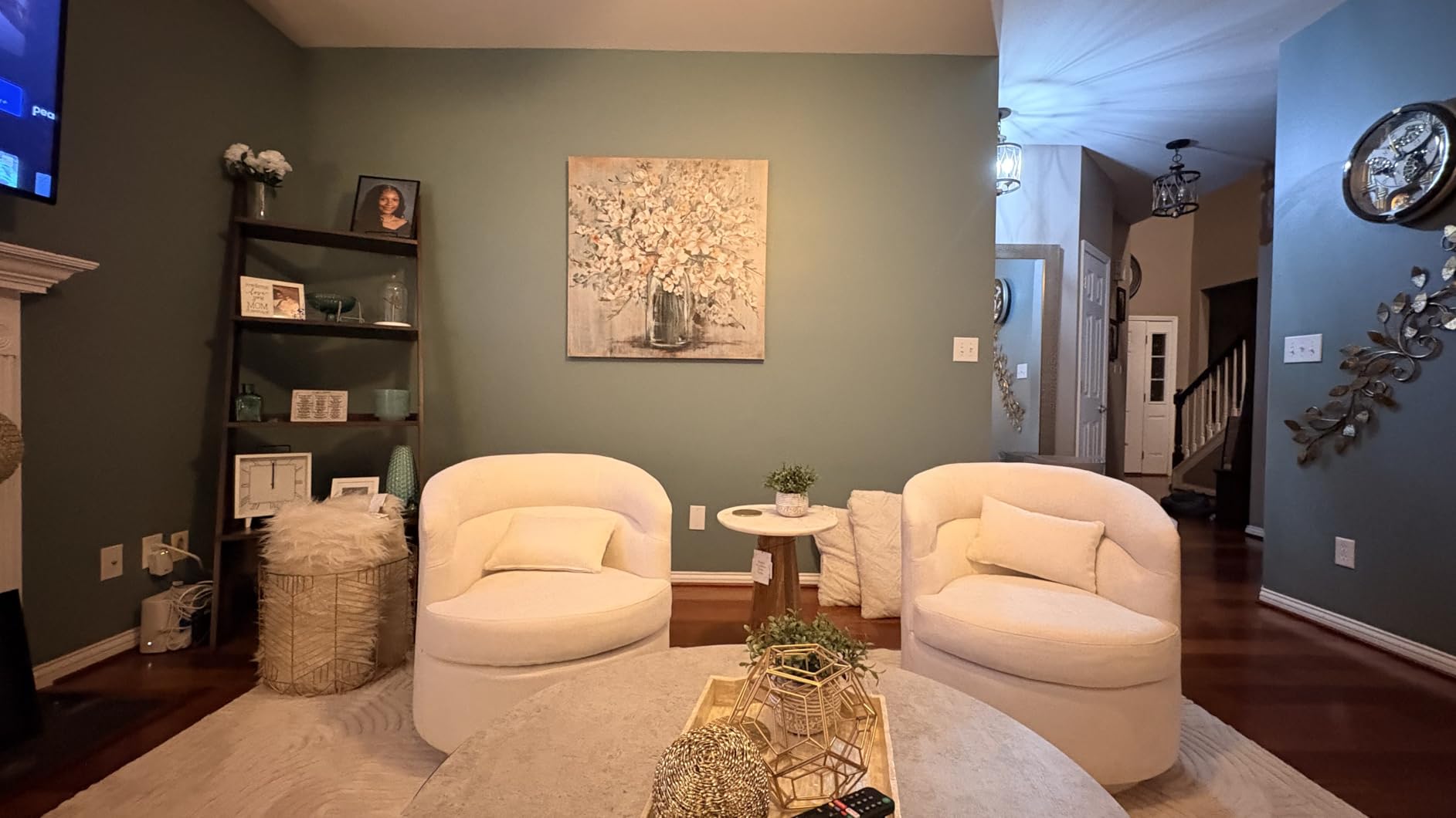 CANMOV Swivel Accent Chair, 360 Degree Round Swivel Barrel Chair with Pillow, Upholstered Comfy Barrel Armchair Single Club Sofa Chair for Living Room,Bedroom, Reading Room, Dark Grey customer photo 1